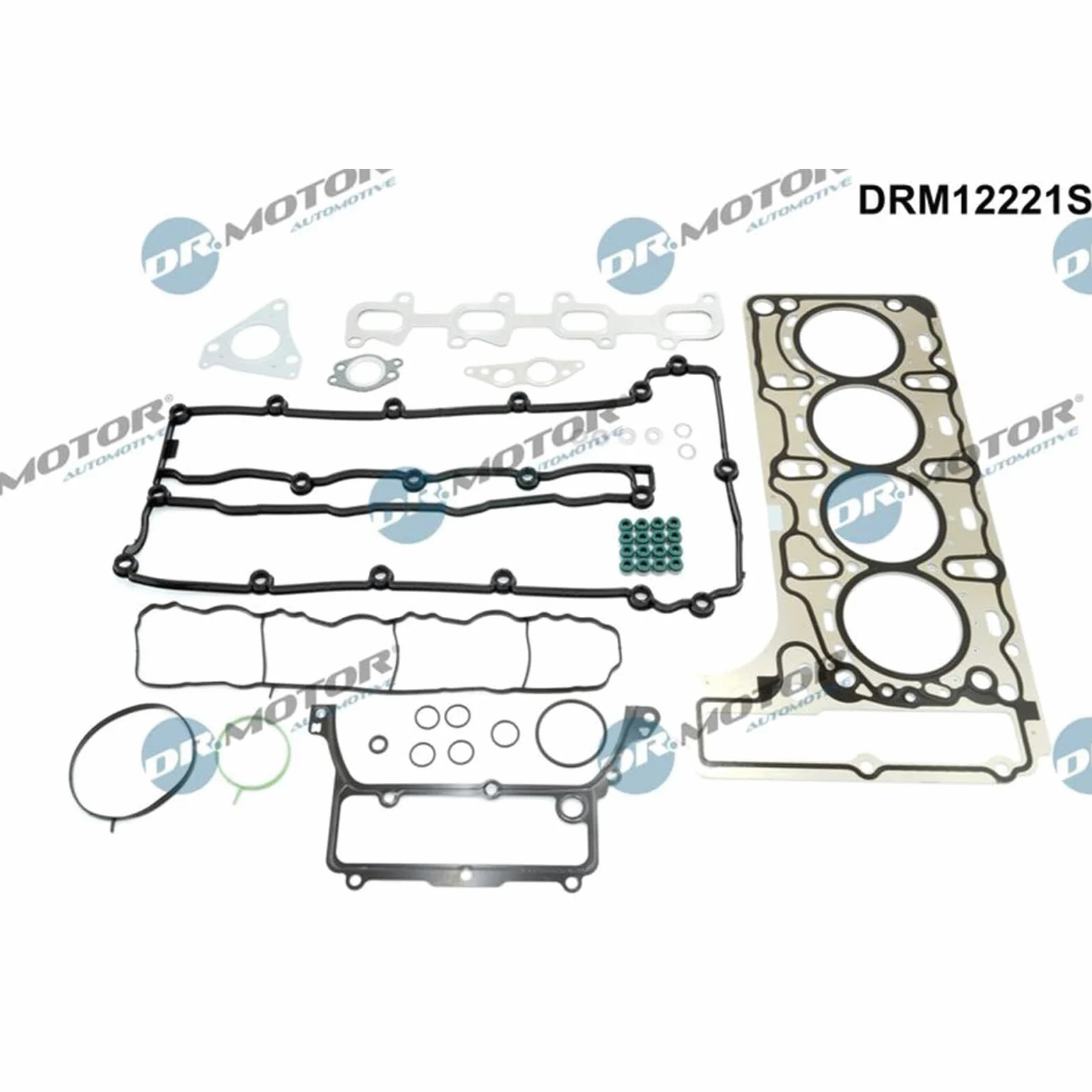 DR.MOTOR AUTOMOTIVE DRM12221S Juego de juntas culata con junta para la tapa de culata de cilindro con junta de culata con junta de vástago de válvula con junta(s) para colector de admisión con