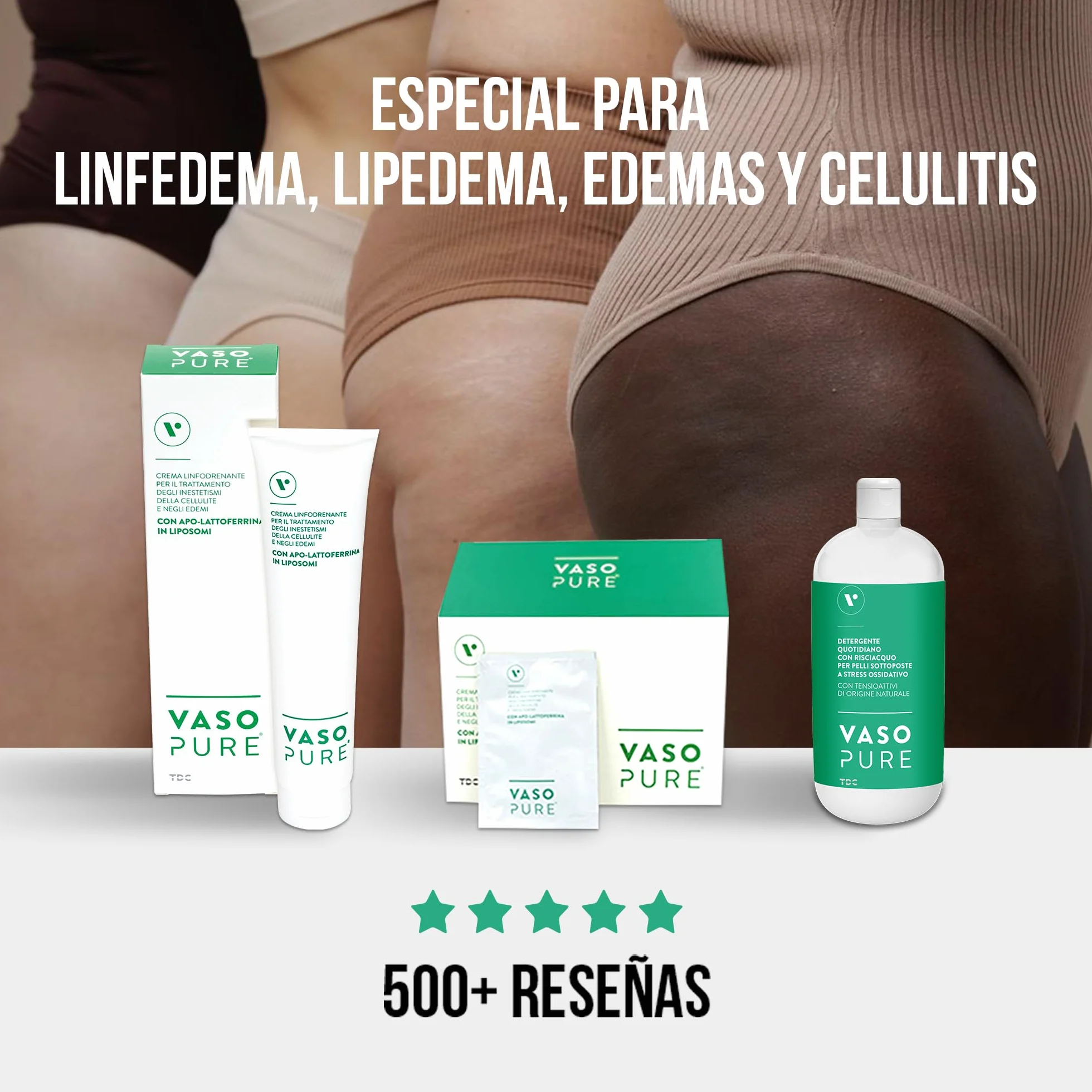 VASOPURE JABÓN DUCHA 500 ml CUIDADO AVANZADO PIEL LINFEDEMA LIPEDEMA