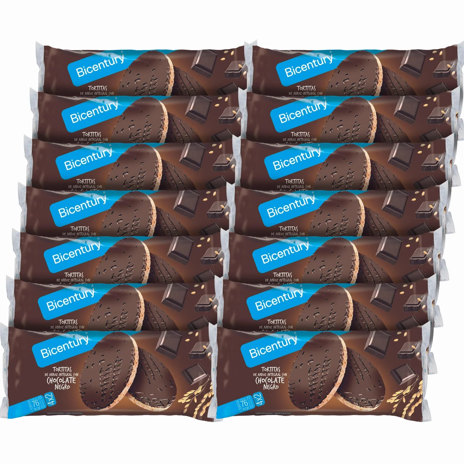 Tortita de arroz integral con chocolate negro Bicentury 14 unidades