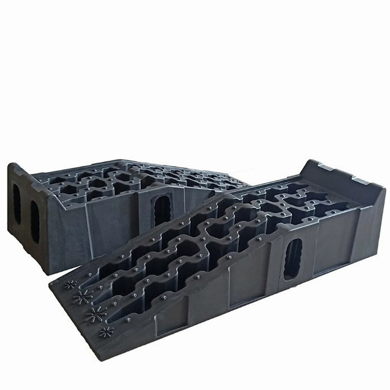 1 par de rampas para coche, plástico, rampa para bordillos, rampa de carga pesada (anchura de trabajo: 245 mm, capacidad de carga por elevador: 7,25 toneladas/16000 libras)