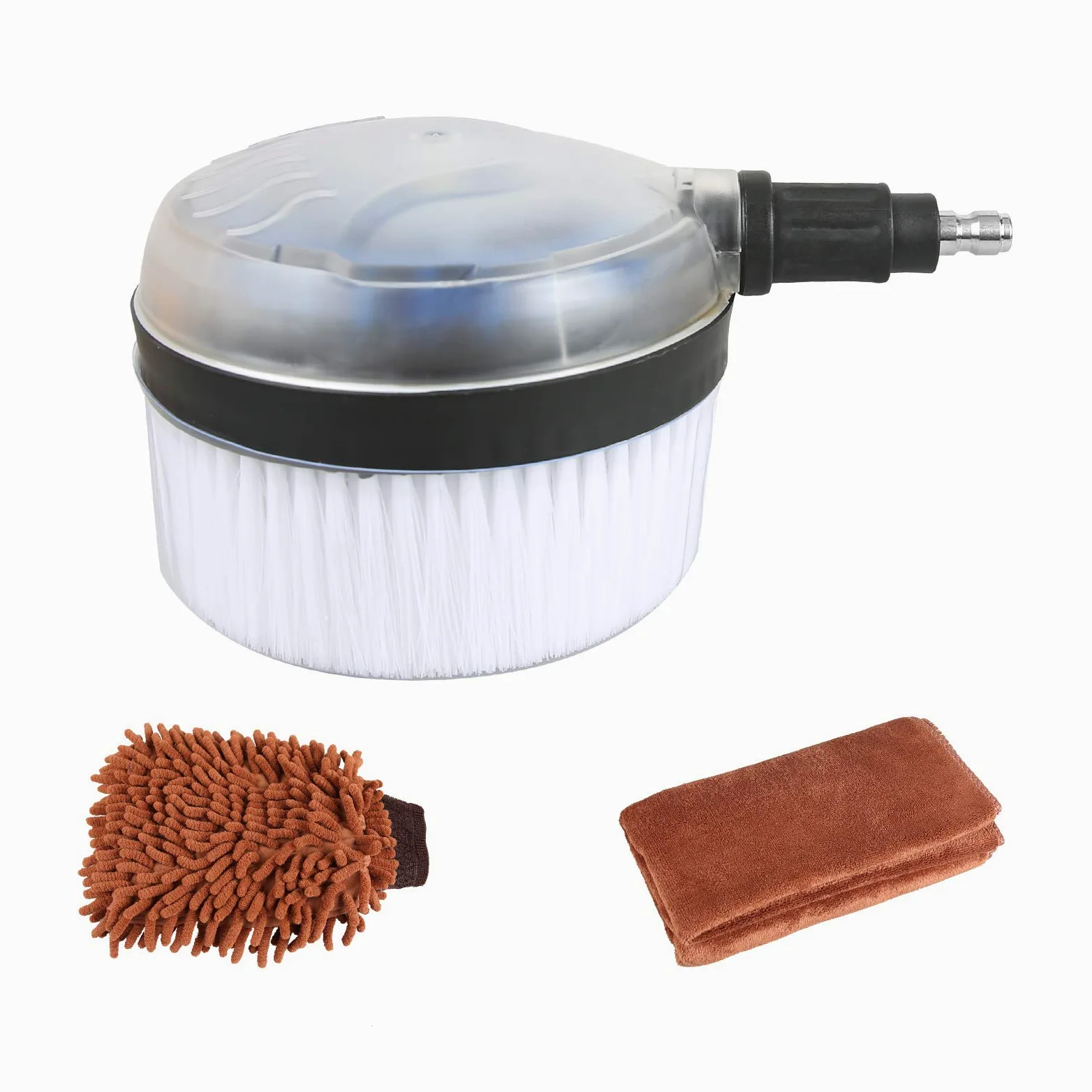 Sooprinse Kit de cepillo giratorio de lujo para lavado de coche, 1/4 de pulgada, conexión rápida, cepillo de lavado por inmersión para limpieza de superficies de coche, vidrio, suelo de madera,