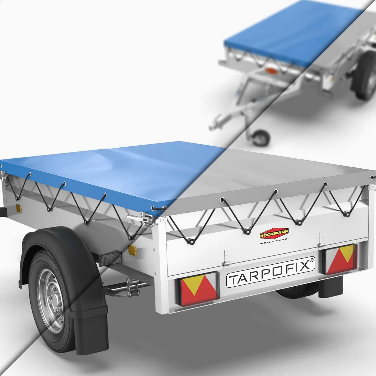 Tarpofix® Lona para Remolque Plana 258 x 136 x 8 cm PVC con Cuerda Cubierta