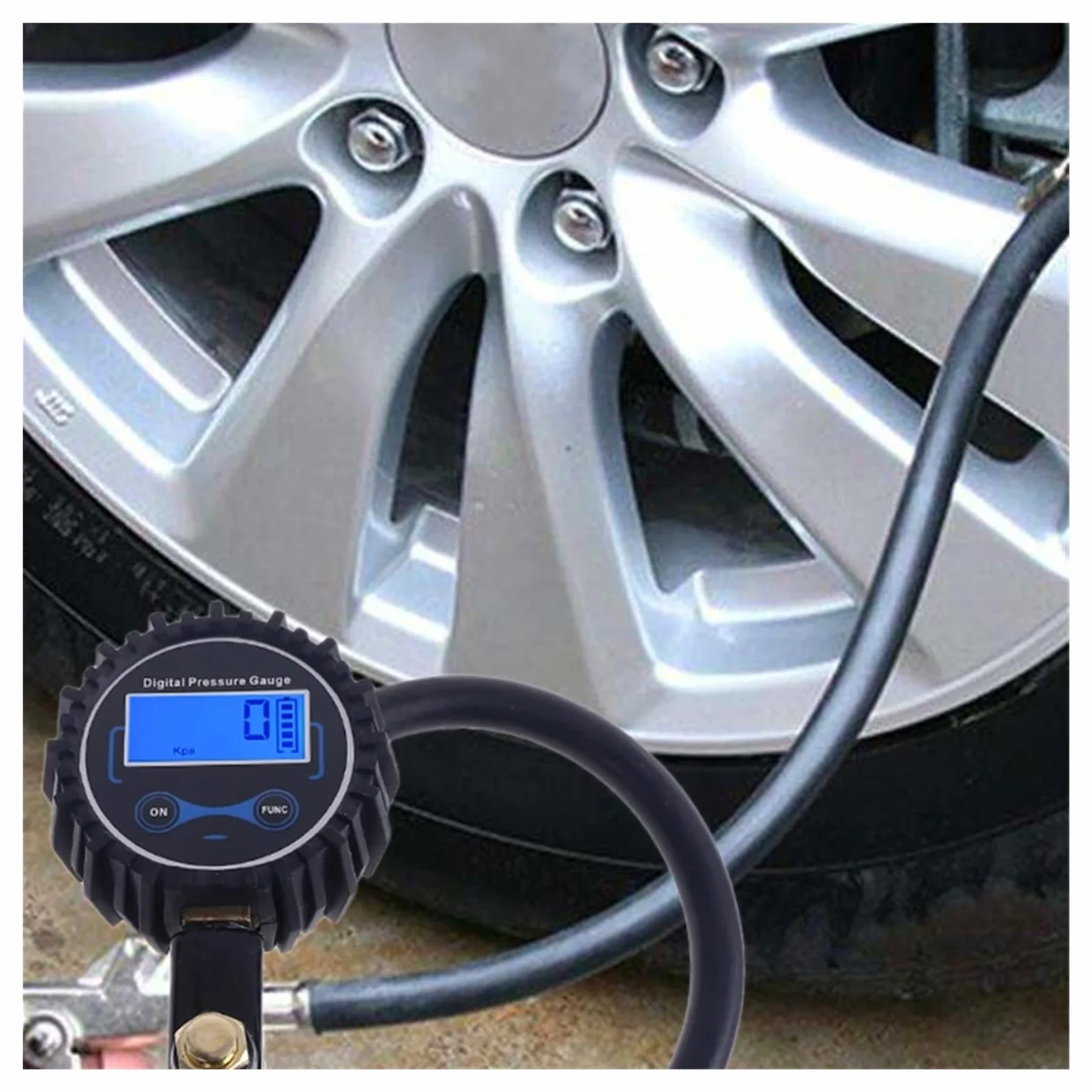 Manómetro de presión neumáticos, Mandril Aire 200 PSI, inflador Digital con 1/4" for automóviles, Motocicletas, Bicicletas y vehículos