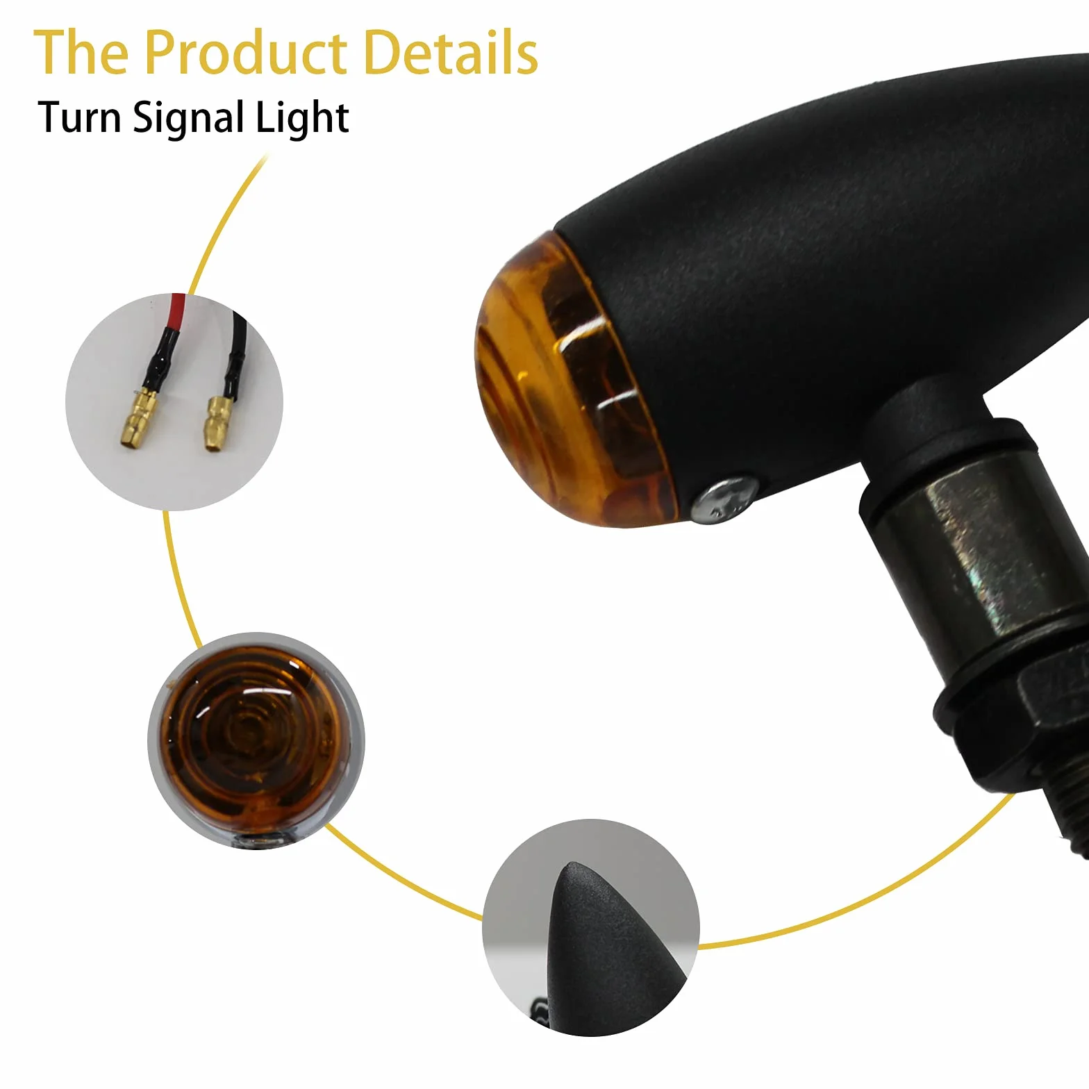 JMTBNO 2pcs Intermitentes Moto Homologados Bala Halógeno Lámpara Indicadores Señal de Giro Ámbar Luces Impermeables Universal 12V para Cruiser Chopper Cafe Racer Scooter Quad Enduro