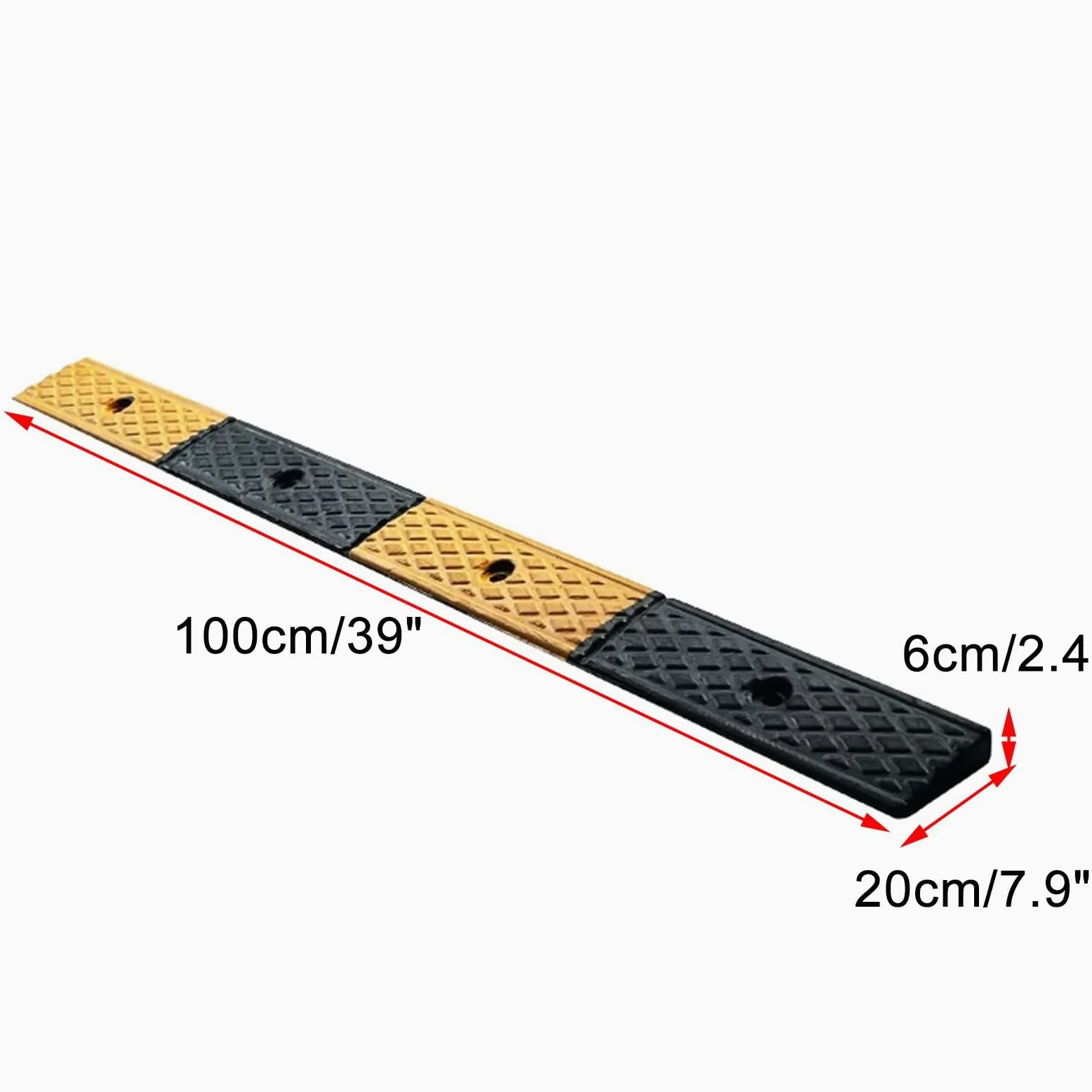 Goma Rampas oara Coches Rampa Escalon Bordillo con Perno de Expansión, de 1 cm a 10 cm de Altura, para Muelles de Carga Garajes Aceras Camiones(100x20x6cm/39x7.9x2.4in)