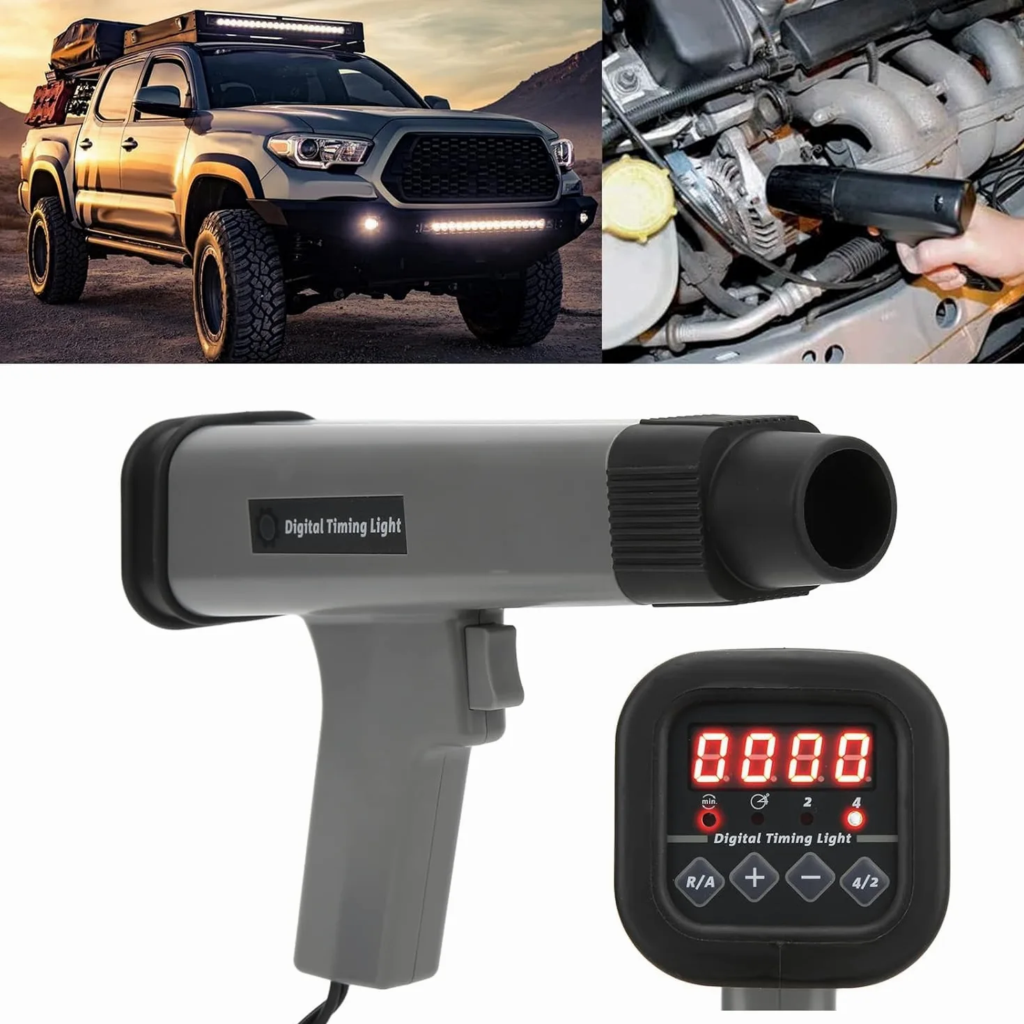 Aramox Luz de Sincronización de Motor Digital Luz de Sincronización Estroboscópica Inductiva 12V Luz de Sincronización de Encendido Pistola de Sincronización de Motor de Gasolina Inductiva Herramienta