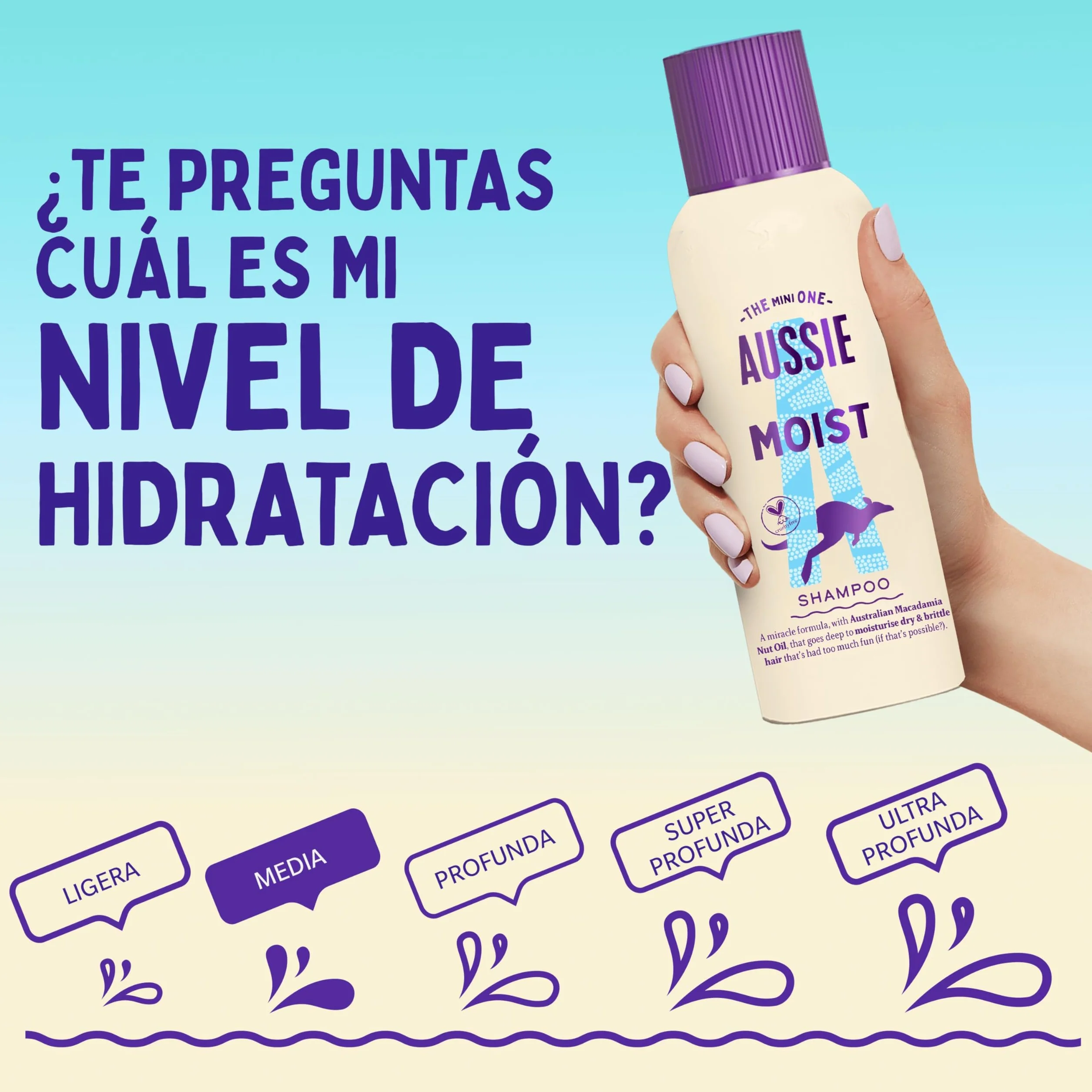 Aussie Miracle Moist Champú 1000ml Hidratante para Cabello Quebradizo y Seco con Aceite de Nuez de Macadamia