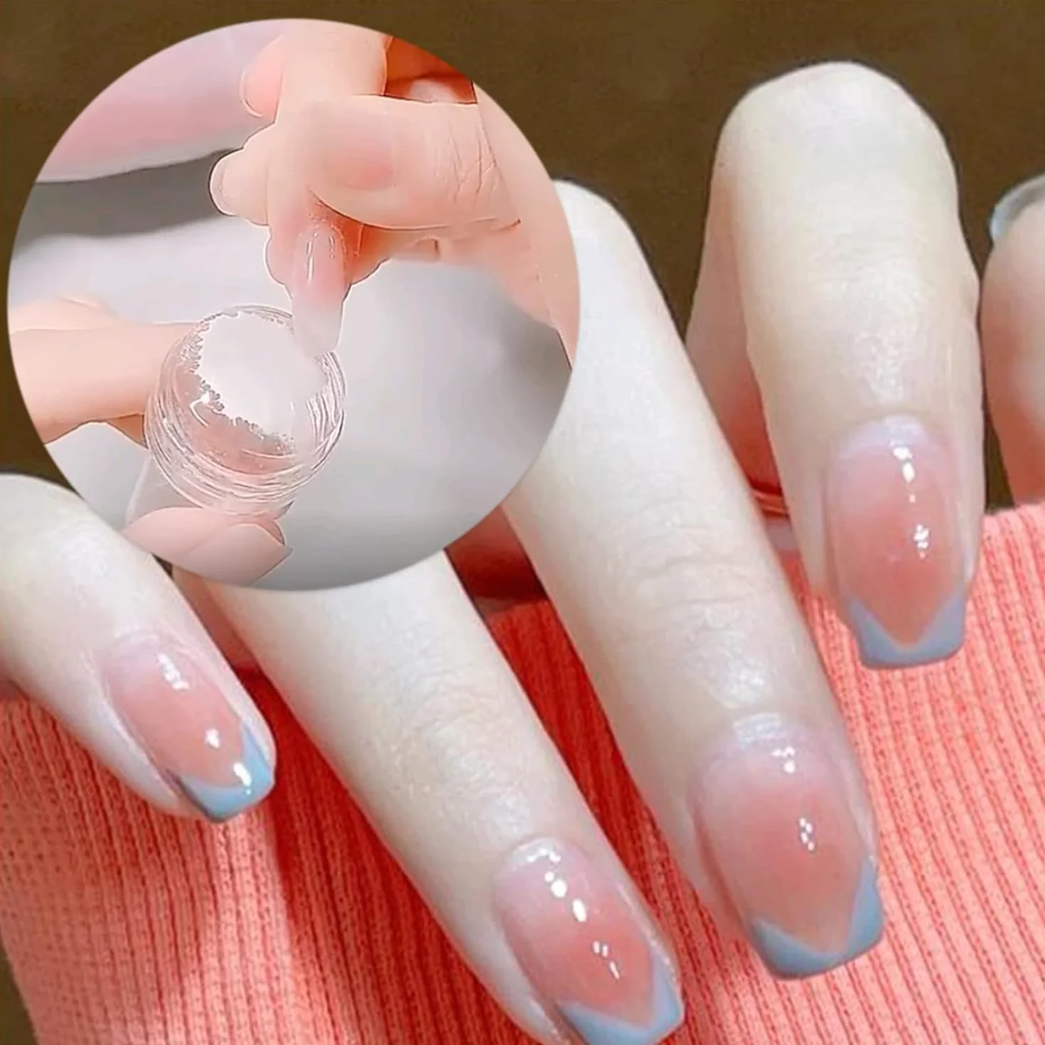 Sello de uñas transparente de silicona, doble cara, para estampación, manicura francesa DIY