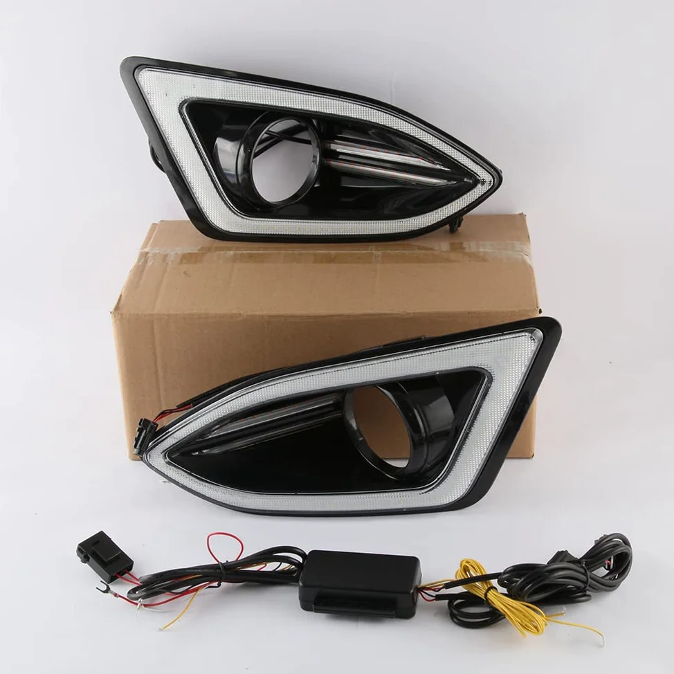 Luces diurnas LED DRL para Ford Edge 2015 2016 2017 2018, Parachoques delantero LED blanco DRL + intermitentes amarillos
