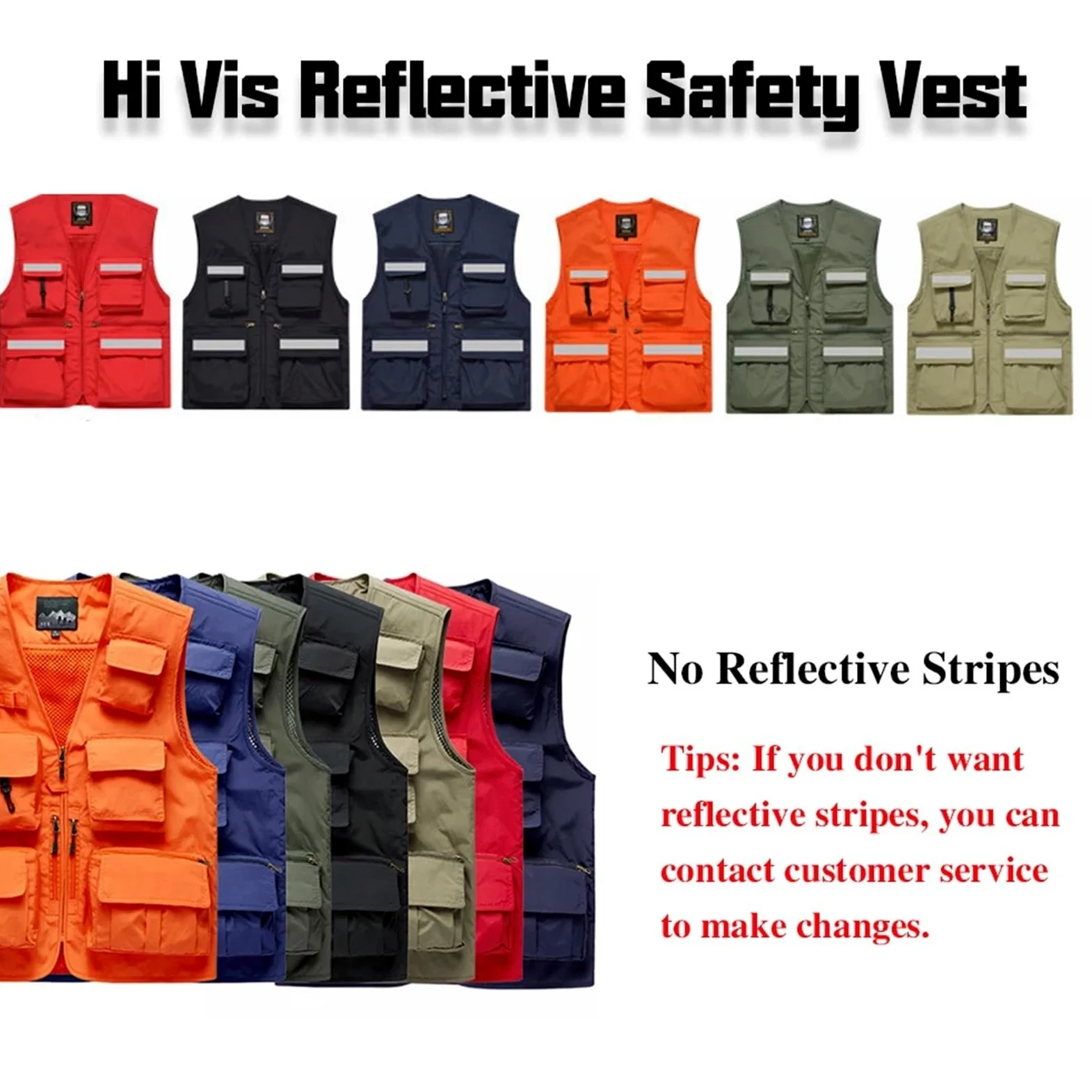 Chaleco de Seguridad Reflectante Chaleco de Seguridad for Hombre, Ropa Trabajo, Multibolsillos, fotografía, Senderismo, Pesca, Malla Transpirable, Alta Visibilidad(Color 49,L)