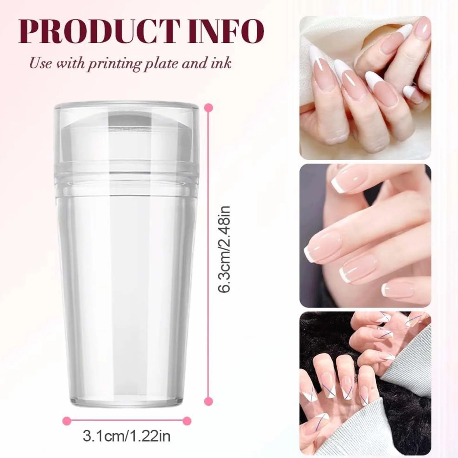 Sellos de Silicona Transparente para Uñas Francesa, Herramientas de Estampado de Manicura en Relieve