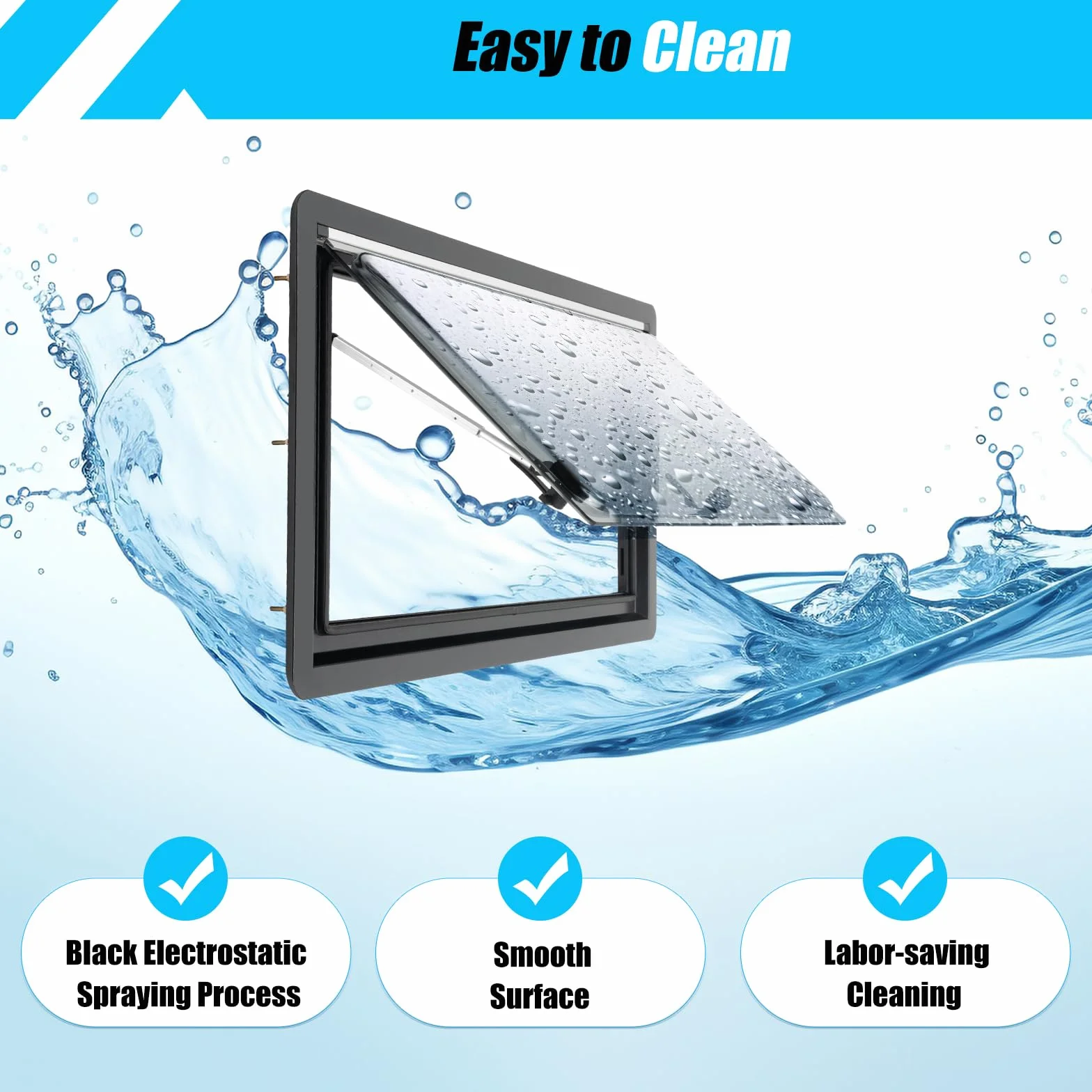 Ventana para autocaravana ACROSSPART con certificación ECE 43R, ventana abatible para camper con persiana integrada y mosquitera, ventana abatible de 70° para autocaravanas, caravanas, furgonetas (90
