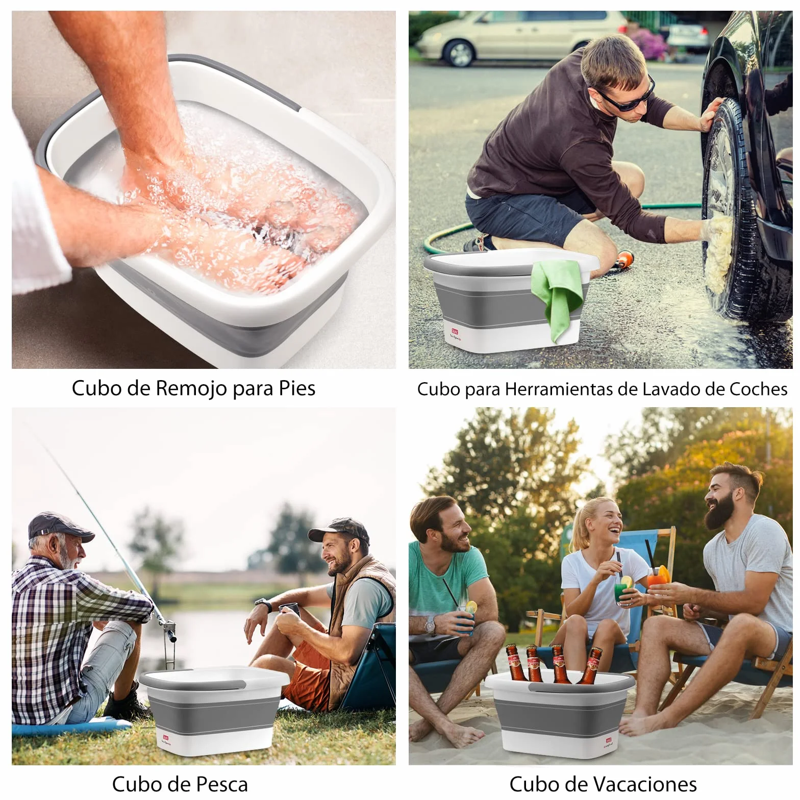DEANIC Cubo Plegable Multifuncional 15L Organizador Portátil Almacenamiento Doméstico Gris