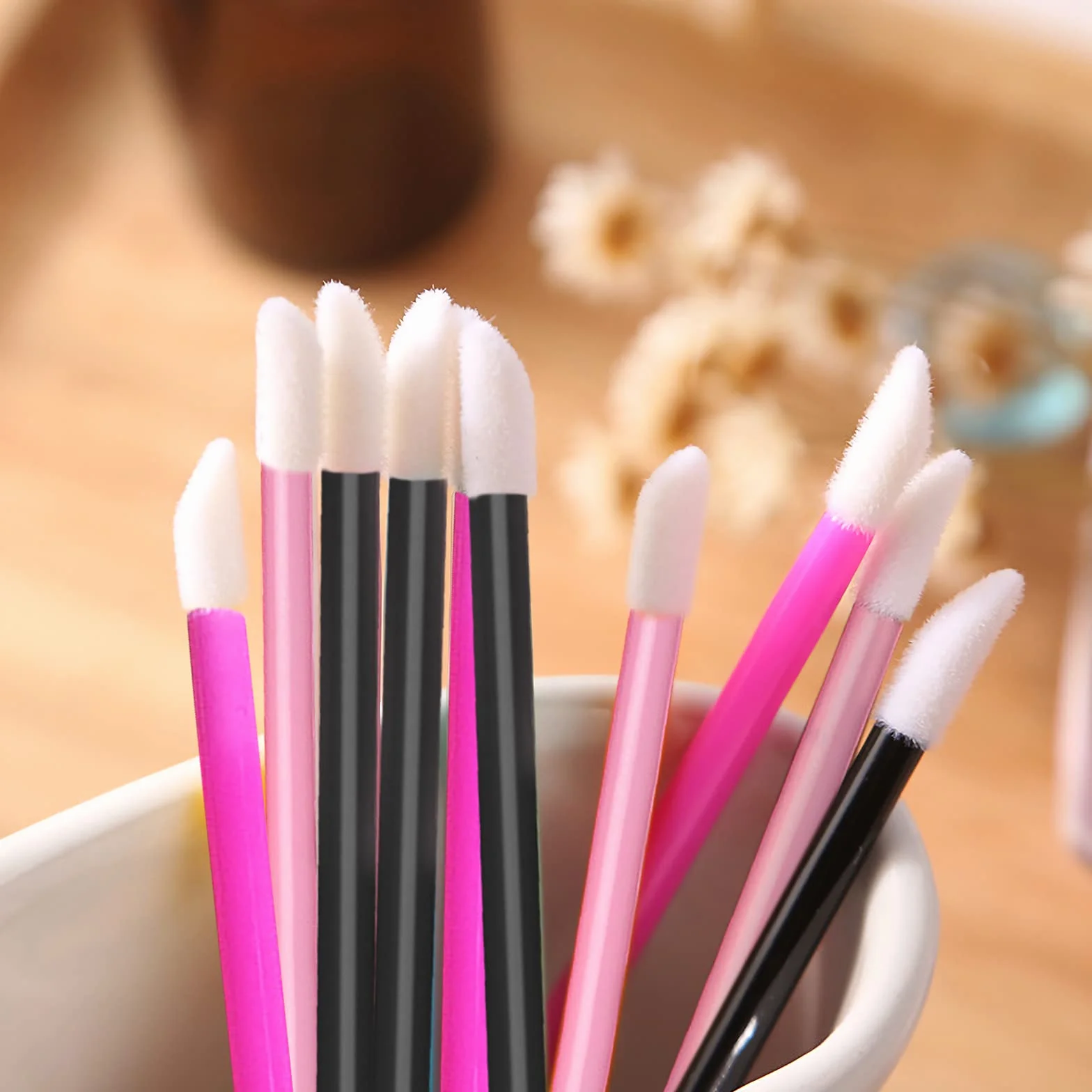 VEGCOO 300 Pinceles Desechables para Labios y Cejas Maquillaje Negro