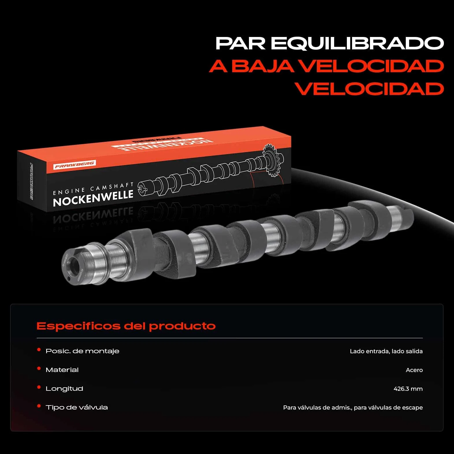 Frankberg Árbol de levas 46772393 | Compatible con: Idea 350, Doblo Box/MPV 223, Marea 185, Lybra 839, Doblo MPV 119 223, 9-3 Familiar E50, Vectra C CC Z02