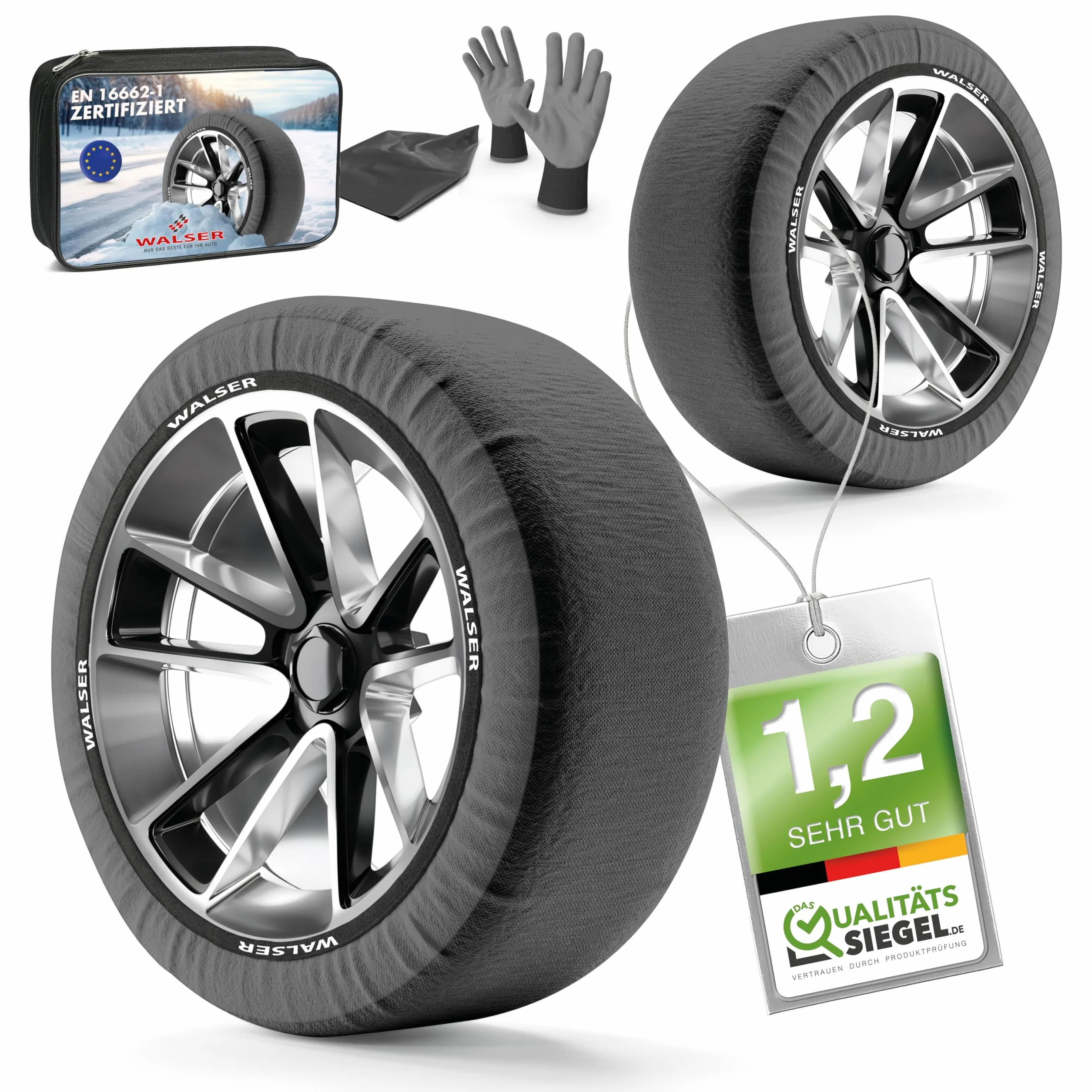 Walser Cadenas de Nieve Ultra Grip Juego 2 Textiles Fundas Rueda Coche Tamaño Llanta R13-R22 XL