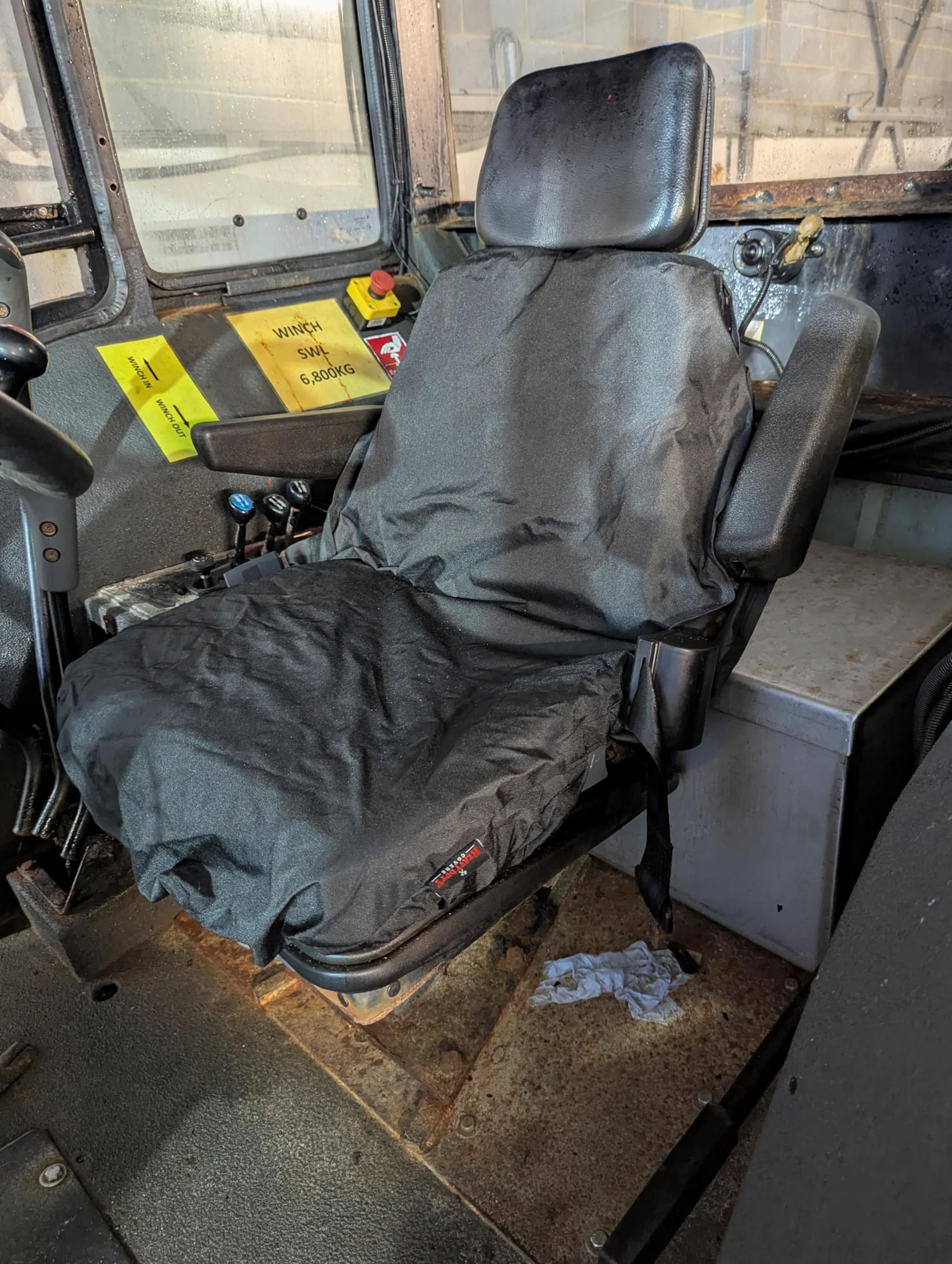Funda de asiento de tractor impermeable John Deere New Holland Case Fendt Massey Ferguson negro