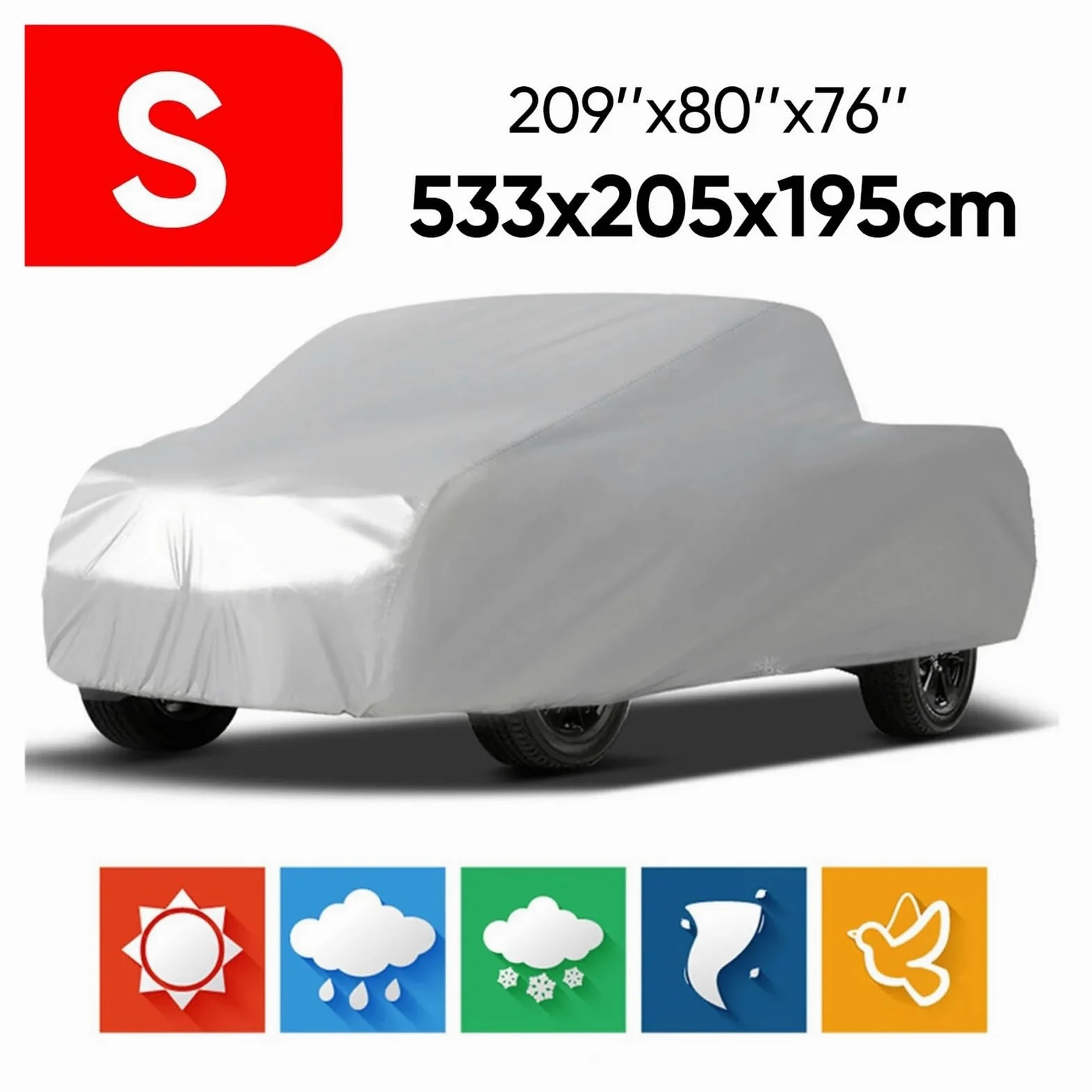 Cubre Coches para Toyota para Tacoma Funda para Camioneta para Todas Las Estaciones contra Polvo Escombros A Prueba Viento Protección UV Funda Coche Exterior(XXL)