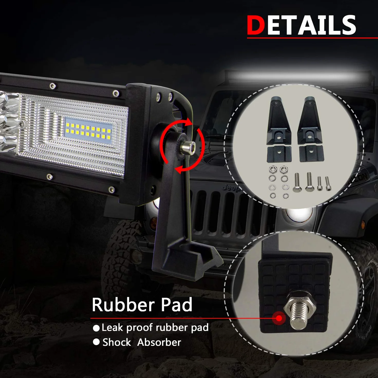 AUXTINGS 42 Pulgada 540W LED Barra de luz 7D Foco de inundación de Haz Combo Impermeable Doble Fila LED Luces de Buceo de Trabajo para Todoterreno vehículo
