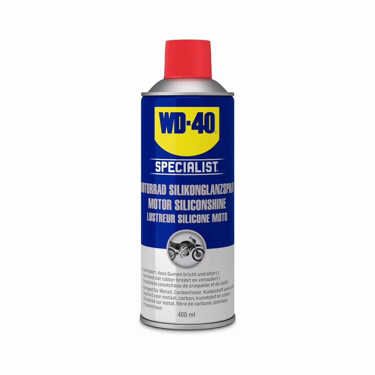 WD-40 Specialist Aerosol de silicona para motocicleta 400 ml | Spray de brillo para motocicleta | Limpiador WD40 | Spray de silicona para motocicleta