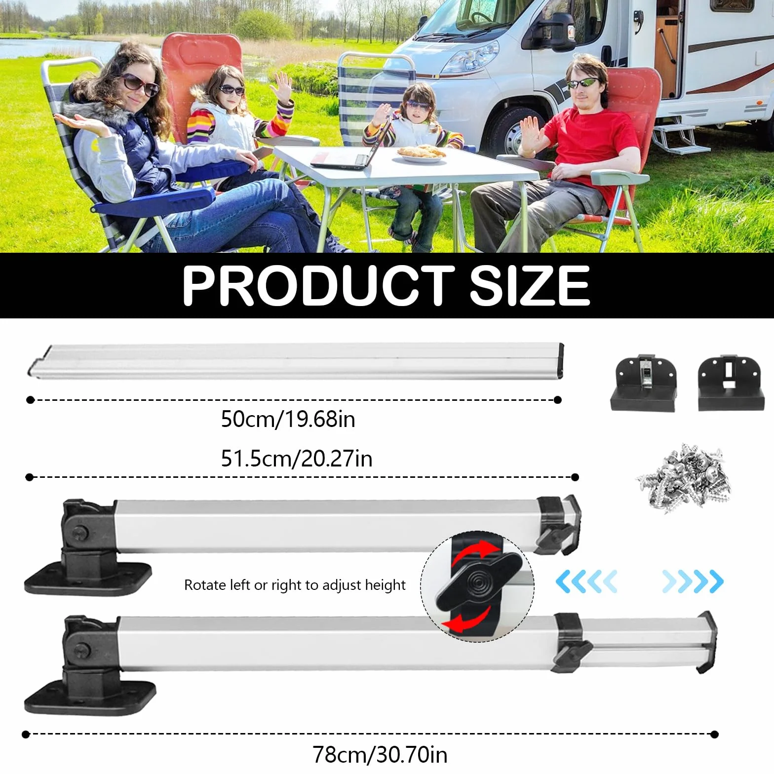 Pata De Mesa Extraíble Y Riel Deslizante Para Autocaravanas Y Yates, Pata De Mesa Plegable 51,5-78 cm Telescópica Para Autocaravanas Rieles Guía De 50 cm Soporte De Base Para Mesa De Autocaravana