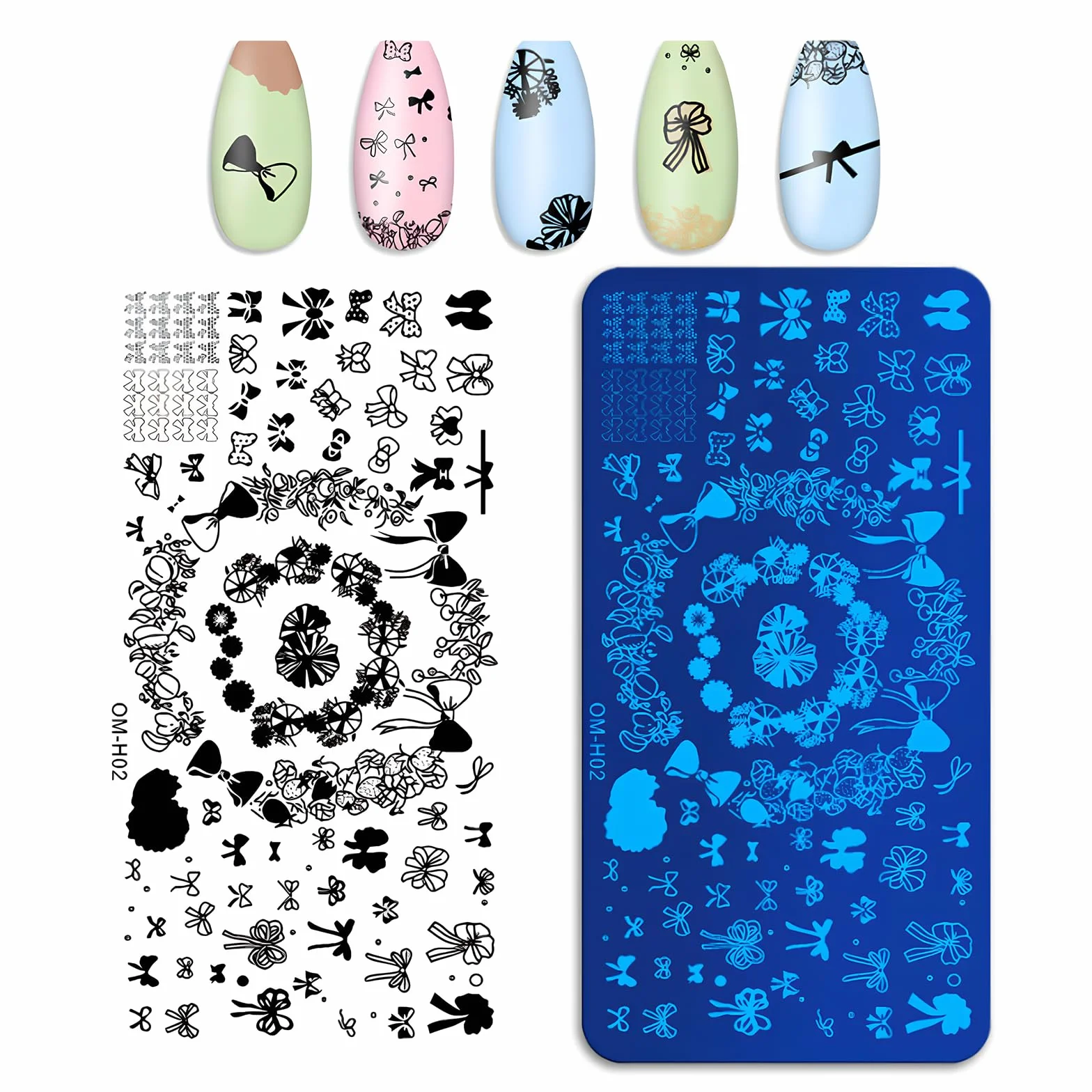 Kit de Estampación para Uñas 7 Piezas Nail Art Stamping Plates Estampador y Raspador