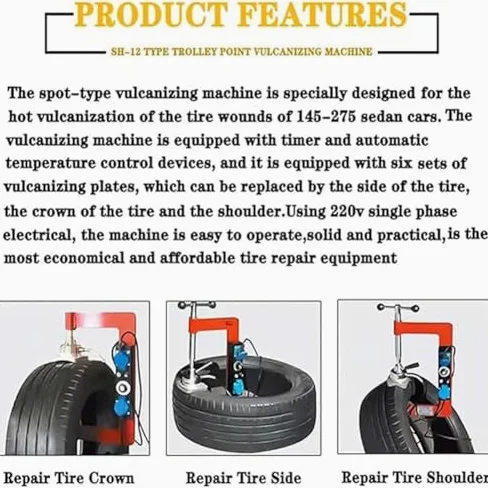 Vulcanizador de neumáticos para automóvil, herramienta de reparación de vulcanización de neumáticos con 8 moldes, kit de esparcidor de neumáticos de altura ajustable para coche y camión