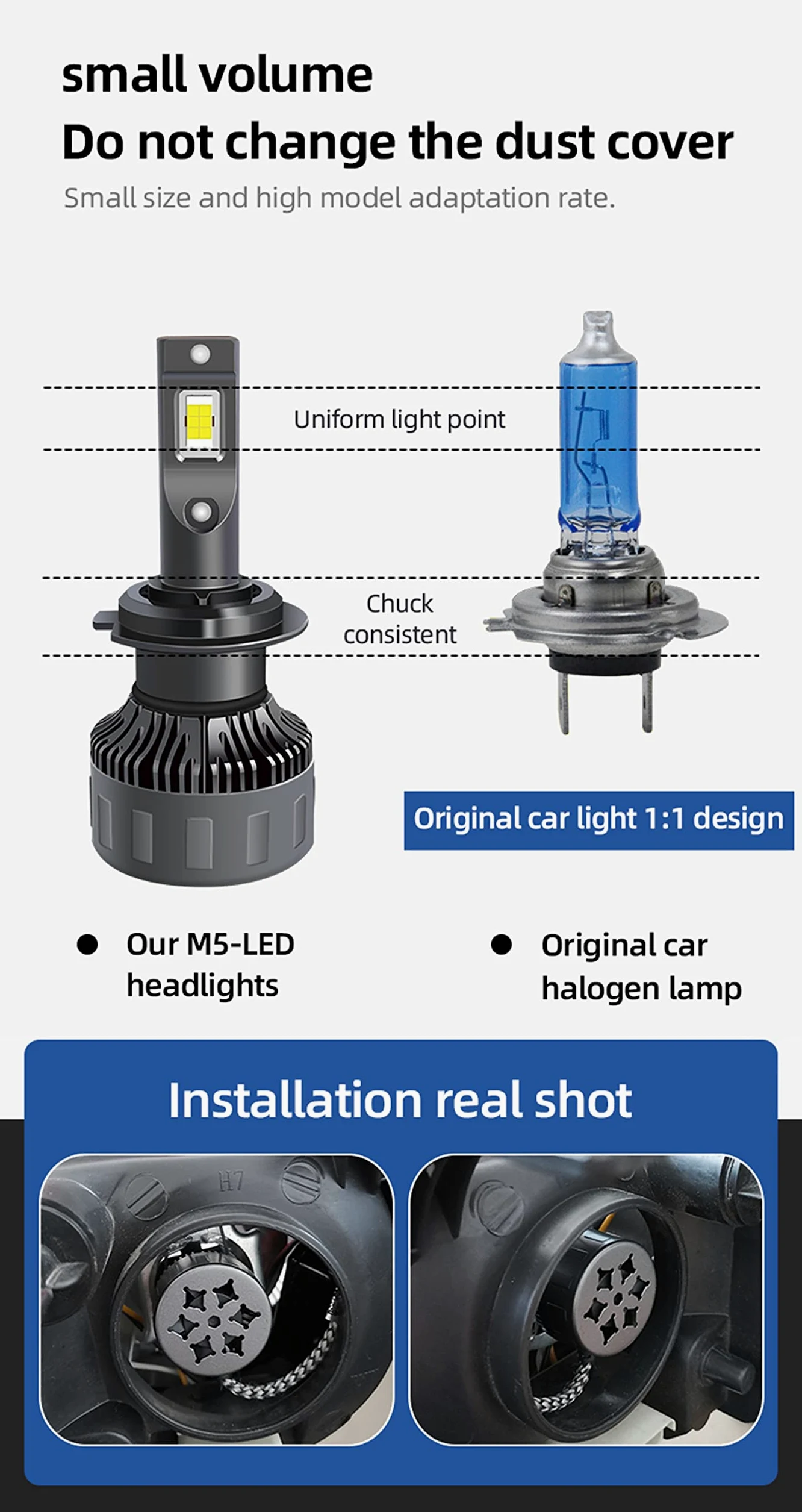 Bombillas LED Para Faros Delanteros, Faros LED Superbrillantes Con 50 W, 13000 Lúmenes, Kit De Conversión De Faros Delanteros Para Automóviles Con 6000 K Blanco Frío E,H4