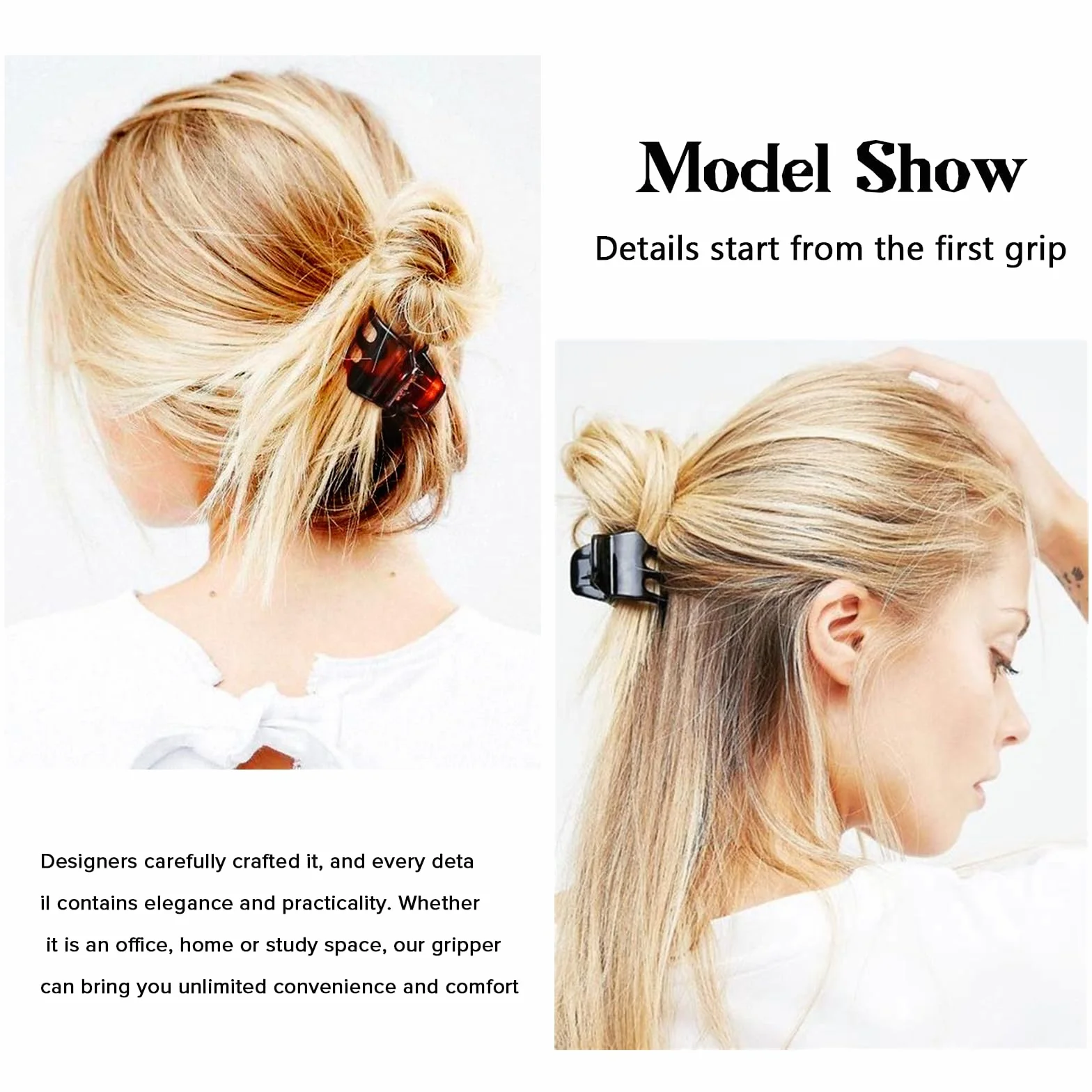 Blooms Pinzas Pelo Mujer 6 Piezas Antideslizantes Hair Clips Negro y Marrón