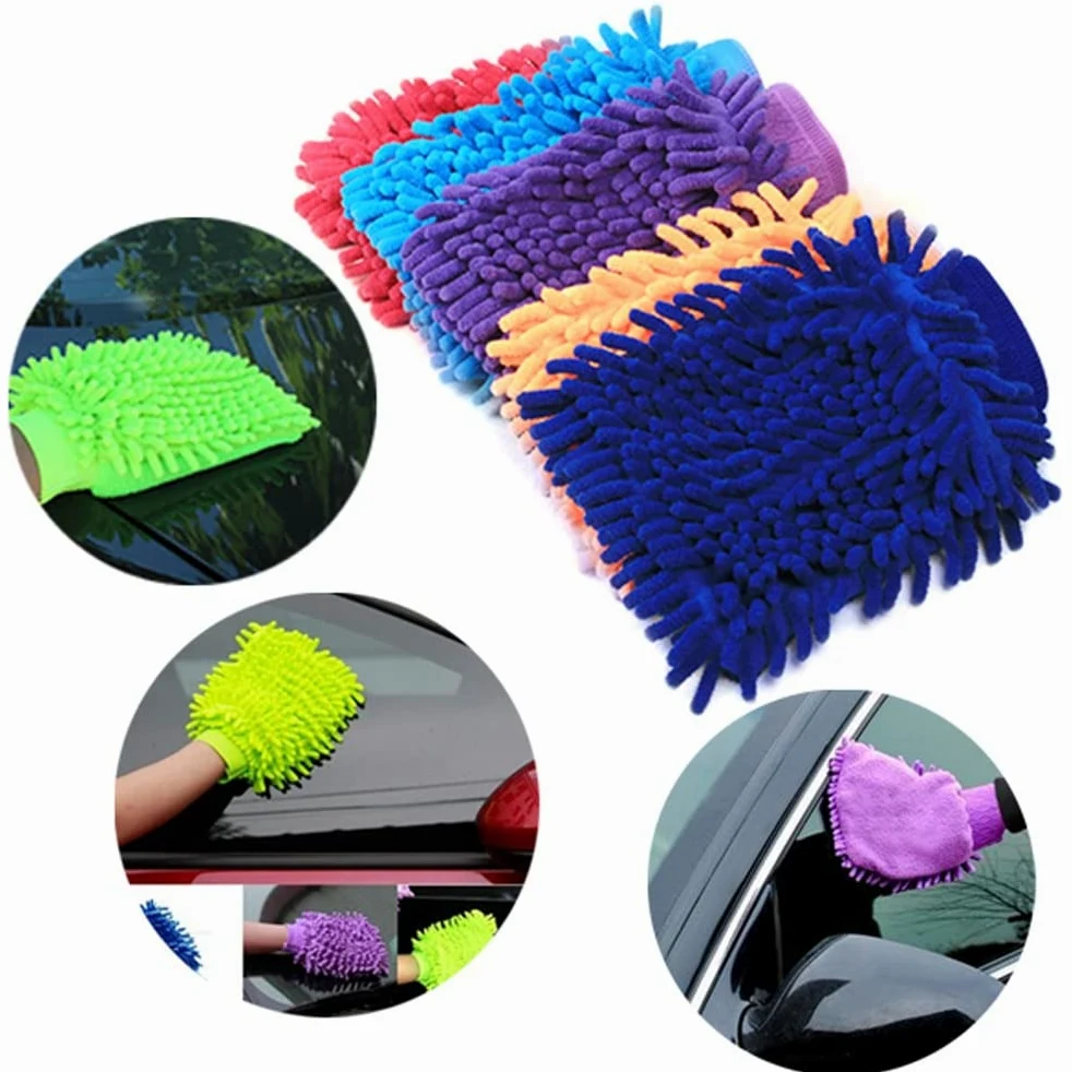 Manopla de lavado de autos, guante de lavado de coche, 1 unidad de guantes de lavado de coche de microfibra de chenilla, guantes de limpieza de coche, guante de lavado de coche (color: E