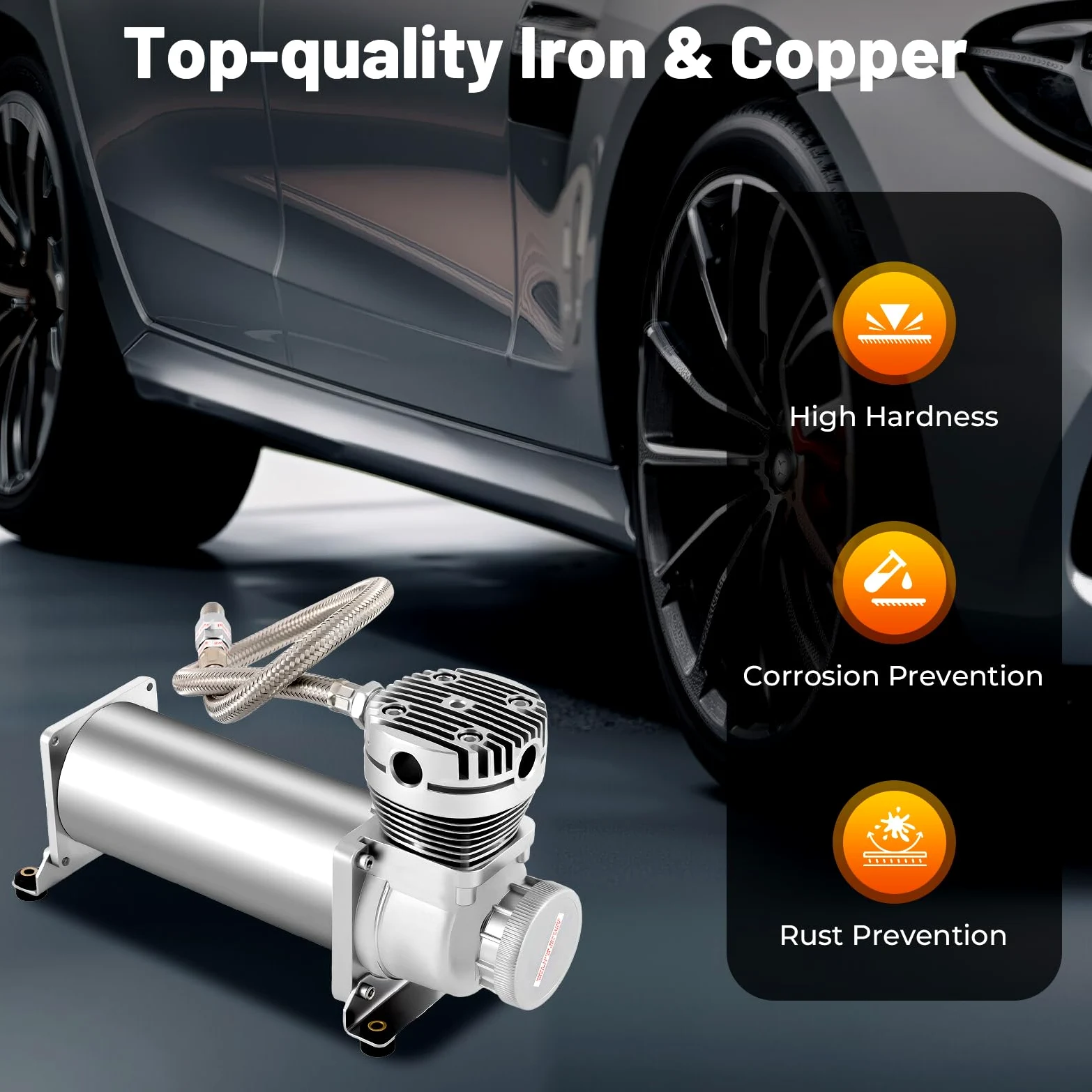 Treeisland Compresor de aire eléctrico, 12 V, 200 PSI, compresor de aire para sistemas de suspensión neumática, neumáticos de coche