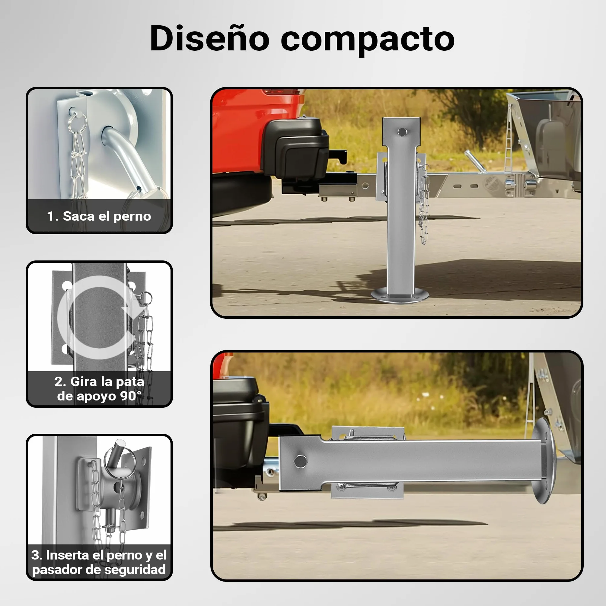 XPOtool Juego de pies de Apoyo Plegables para Remolque basculante de Carga elevada 1350kg Cada uno