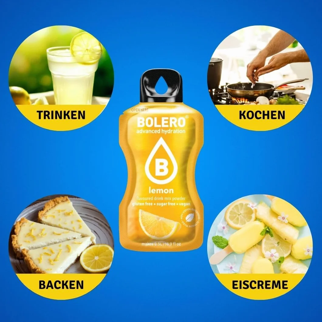 Bolero Bebida 24 sobres 3 g Sticks fruta preparado polvo soluble bebida fresca agua, 72 g endulzado stevia (Fresa)