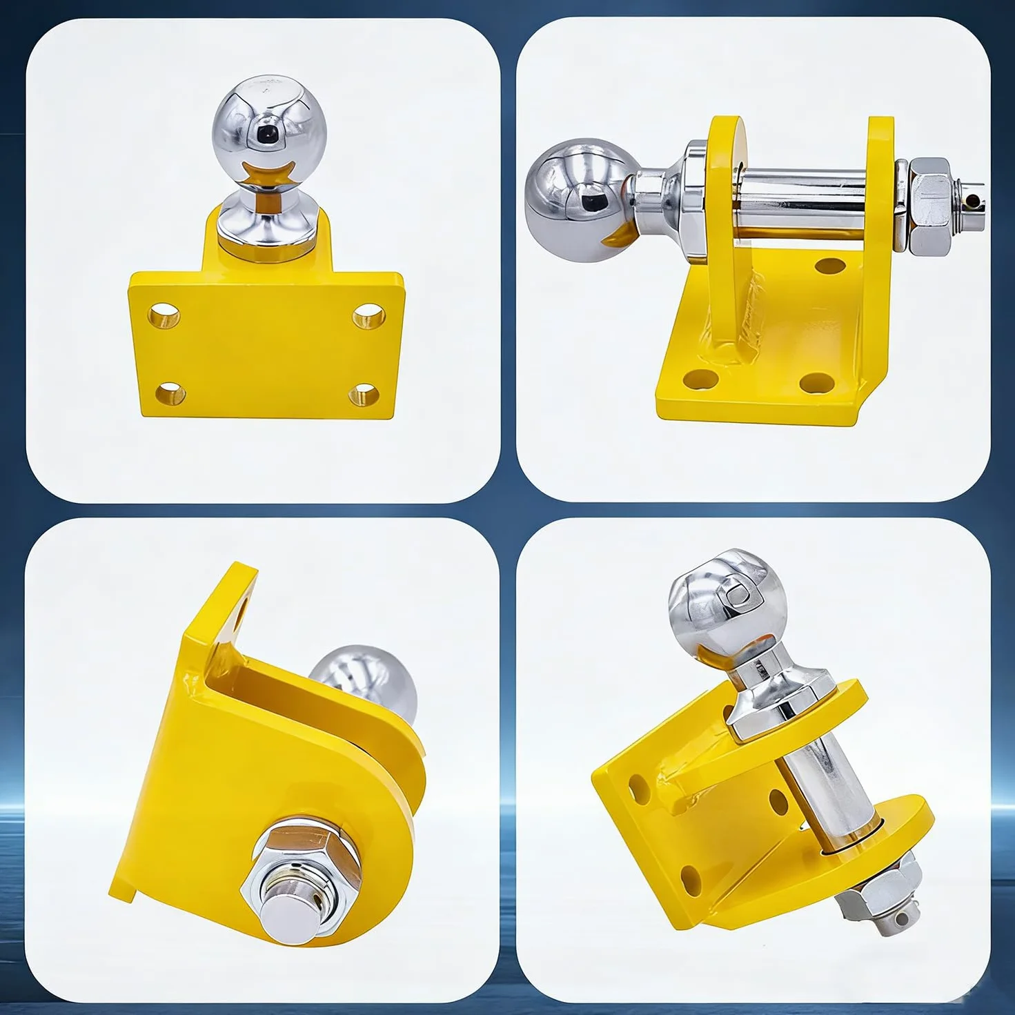 Enganche Remolque,Acoplamiento Mixto,Barra De Remolque Recta De Vástago Largo,Enganche De Remolque con Bola 50mm,para Todos Los Modelos De Vehículos,Cabezal Esférico De 70,8 mm(Amarillo)