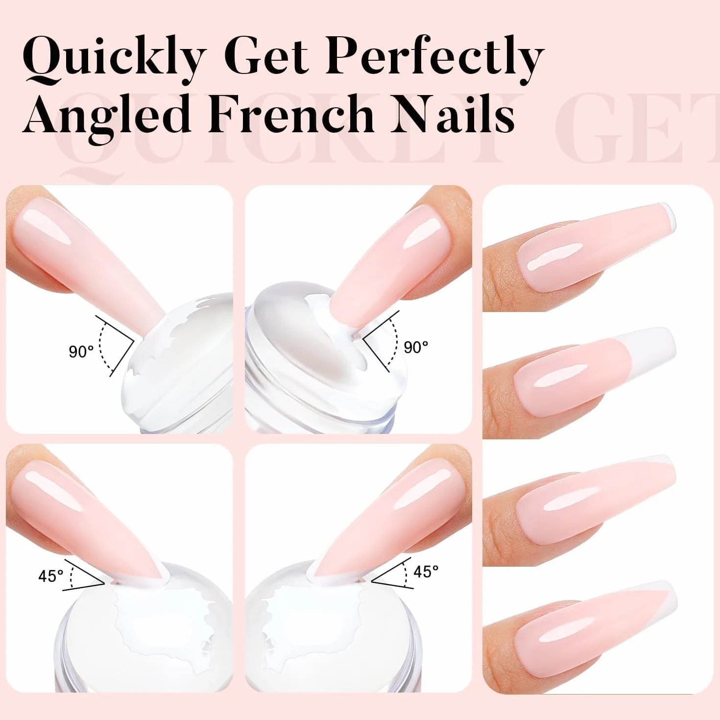 AIMEILI French Tip Nail Stamp 4PCS Nail Art Stamper Kit Clear Silicone Double Head Nail Stamper with Scrapers