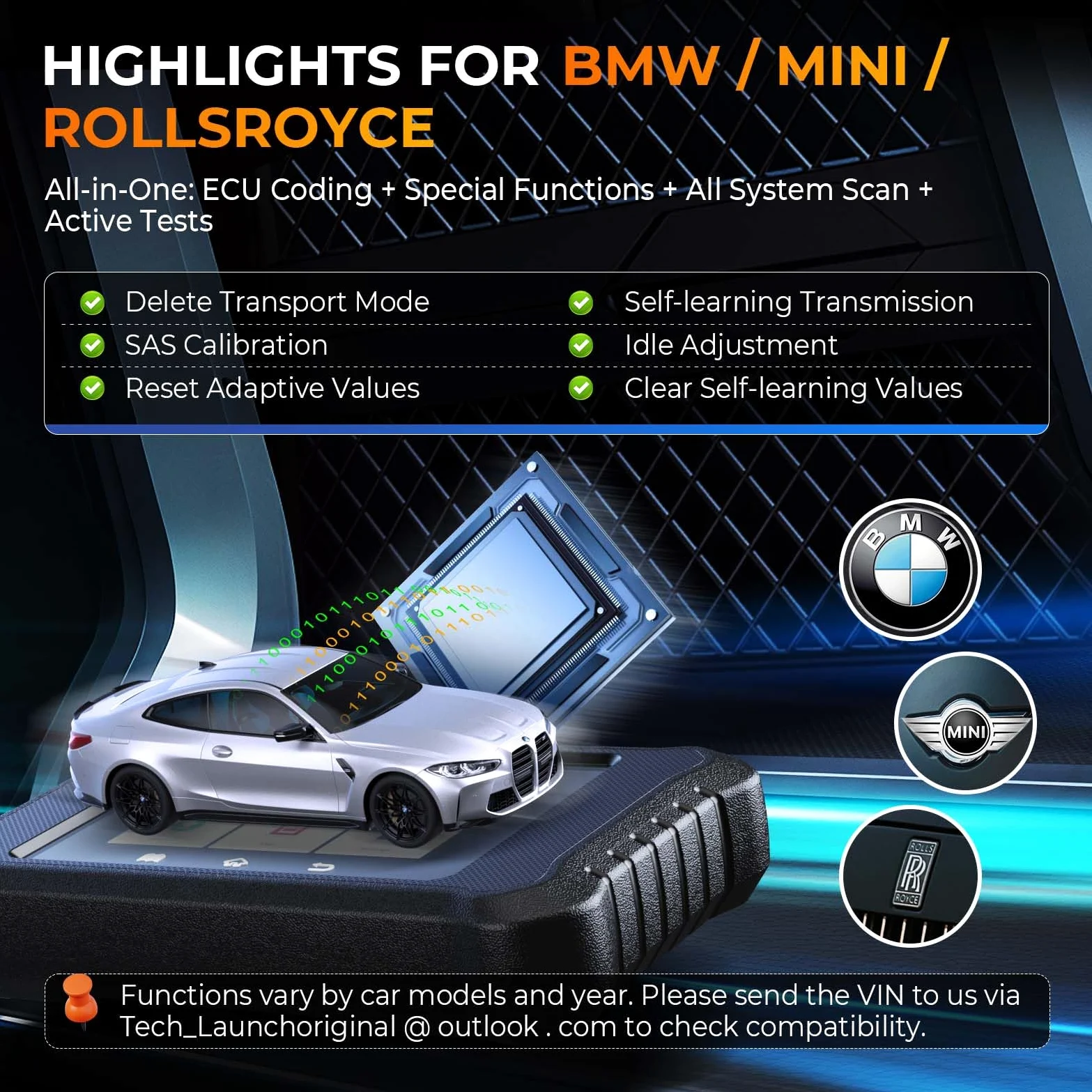 Launch Creader Elite 2.0 BBA OBD2 Scanner para Benz/BMW/Audi Series, Sistema Completo Bidireccional Herramienta de Escaneo de Diagnóstico, Codificación ECU, Pruebas Completas OBD2 Lector de Códigos