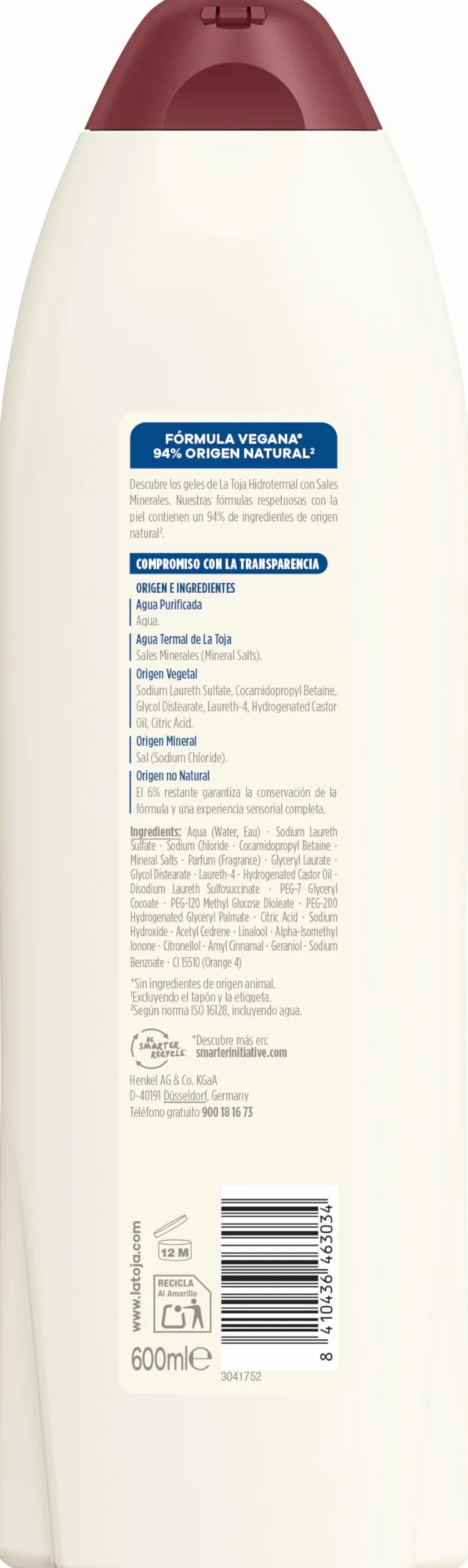 La Toja Gel de Ducha Hidrotermal 600 ml Piel Suave