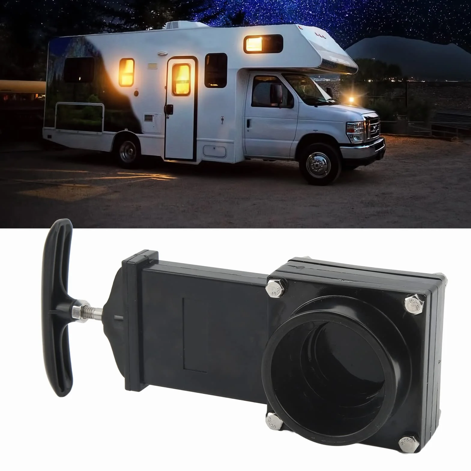 Válvula de Drenaje de RV Válvula de Drenaje de Residuos Válvula de ABS Resistencia Al Desgaste para Tanque de Agua de Caravana 50 Mm ID Válvula de Alcantarillado de Residuos RV