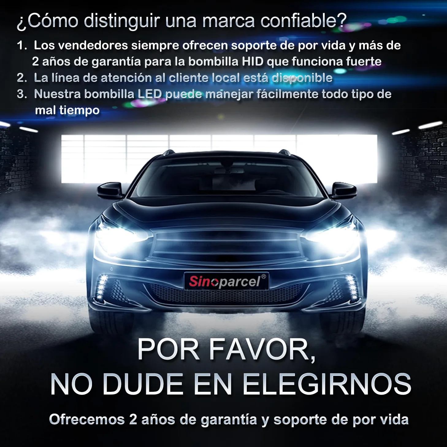 Sinoparcel D3S/D3R LED Bombilla de Faro Delantero, 6000K 35W | Haz Alta y Baja, Luces de Reemplazo de HID, Paquete de 2