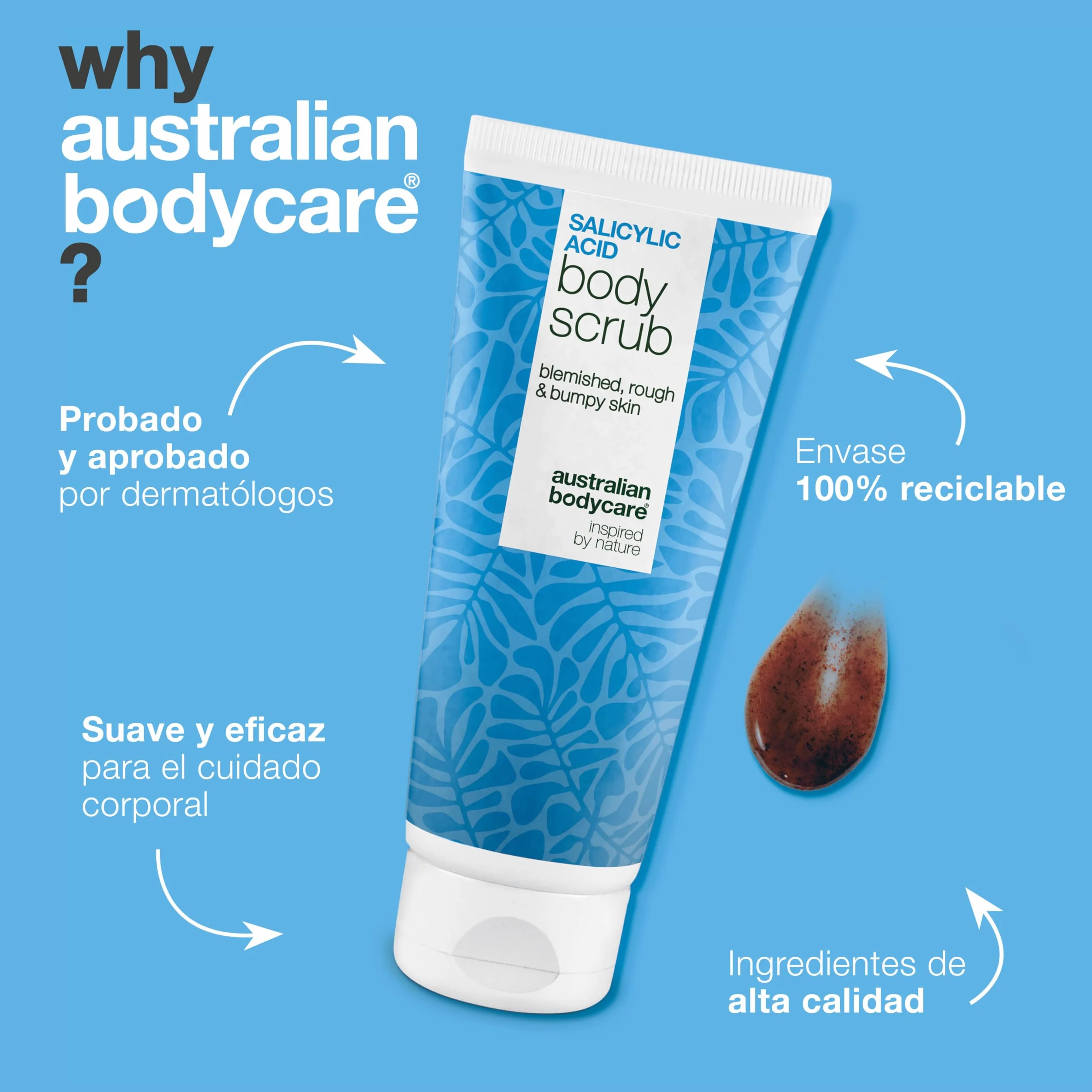 Exfoliante corporal ácido salicílico glicólico BHA AHA para granos espinillas puntos negros