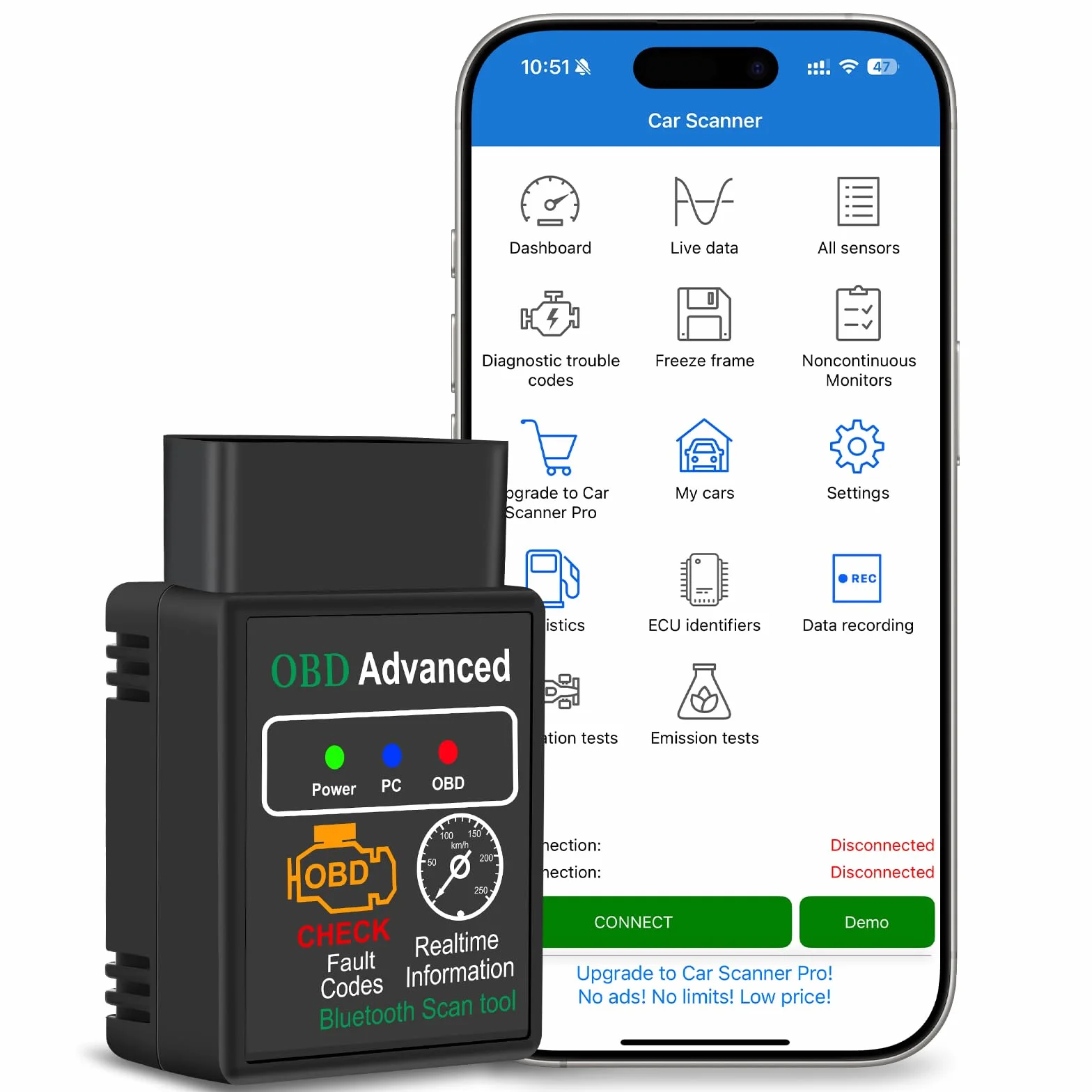 OBD2 Diagnosis ELM 327, Diagnosis Coche Multimarca, Maquina Diagnosis Coche con Múltiples Protocolos, Escaner para Coches para iOS, Android y Windows. Para Vehículos Fabricados Después de 1996.