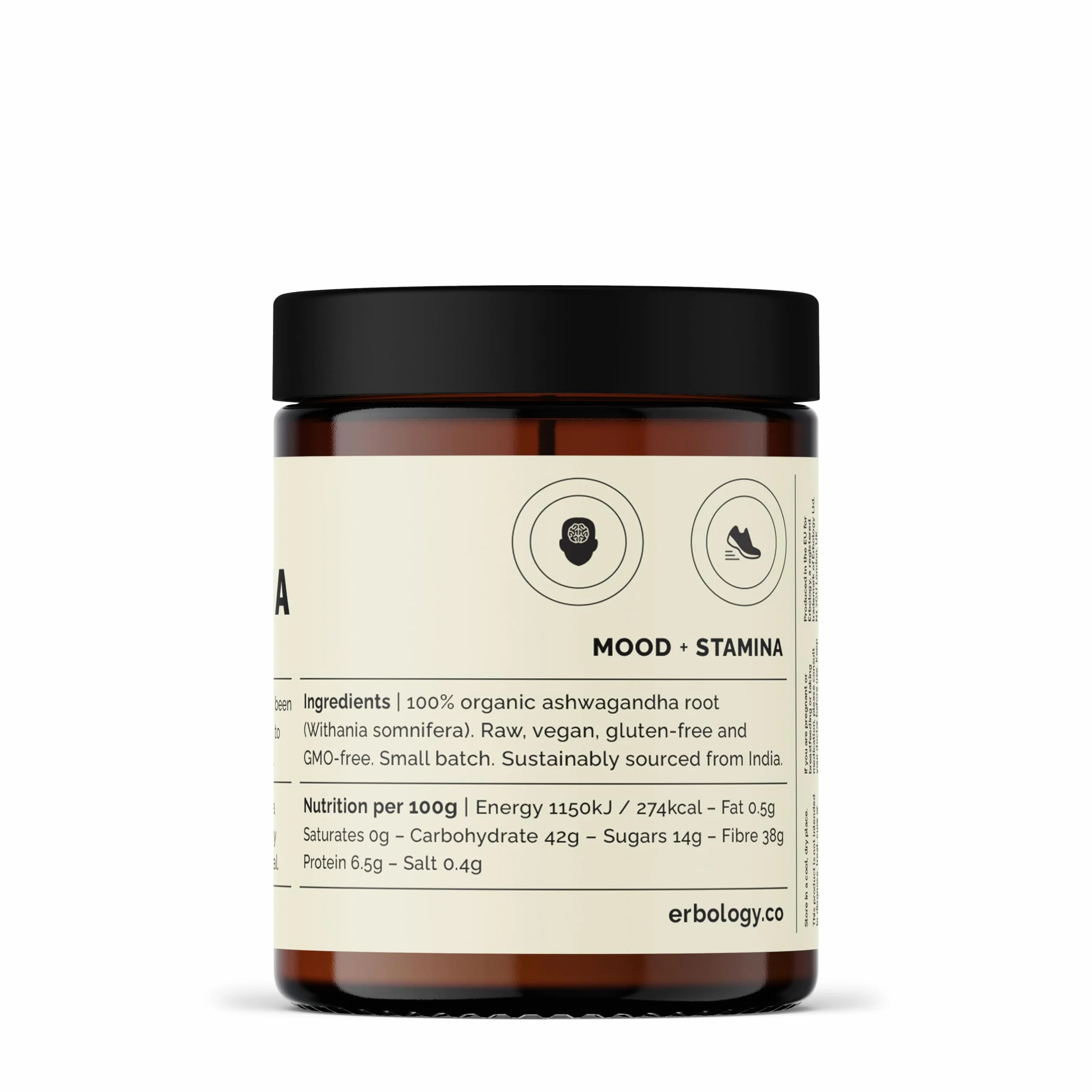 Erbology Ashwagandha en polvo orgánico 90 g – 45 porciones – Rico en Withanólidos – Vegano