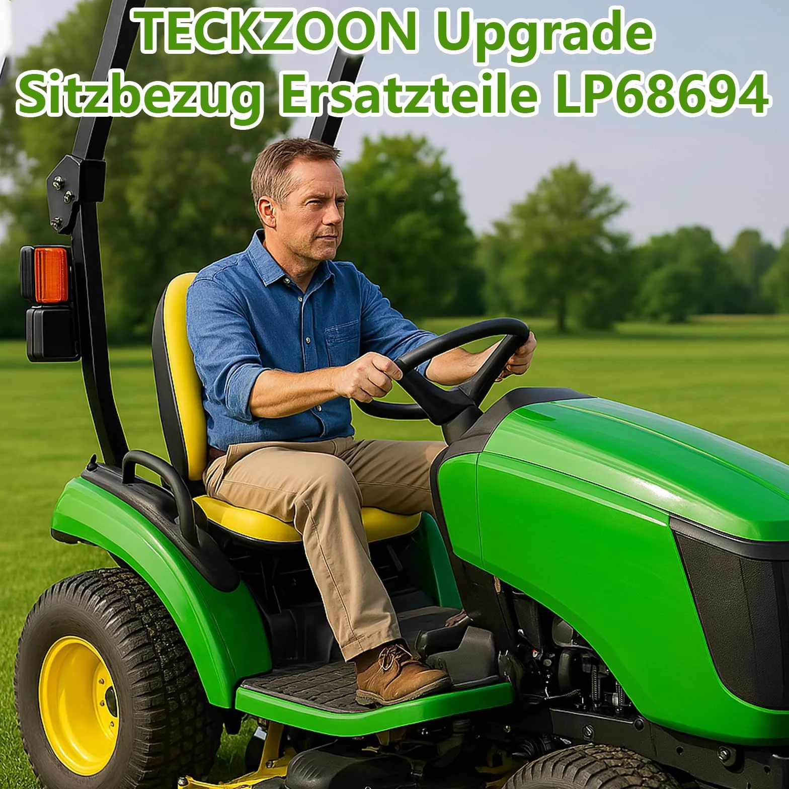 Funda de Asiento para cortacésped Tractor, Tela Oxford 300D, Funda LP68694 Compatible con John Deere Tractor & Gator 1025R 2025R, Resistente a la Intemperie hasta 45 × 12 cm