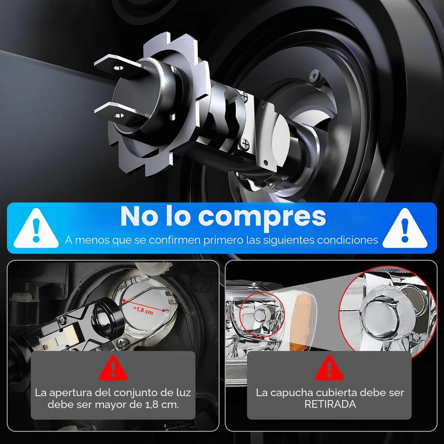 NOVSIGHT Bombilla H7 LED Con lente biconvex - 100W 24000LM 6500K Canbus Lámparas LED H7 Coche Kits de Bombilla H7 para Faro Delantero, Diseño Mini Halógeno 1:1, No Requiere Adaptador, 2 Piezas