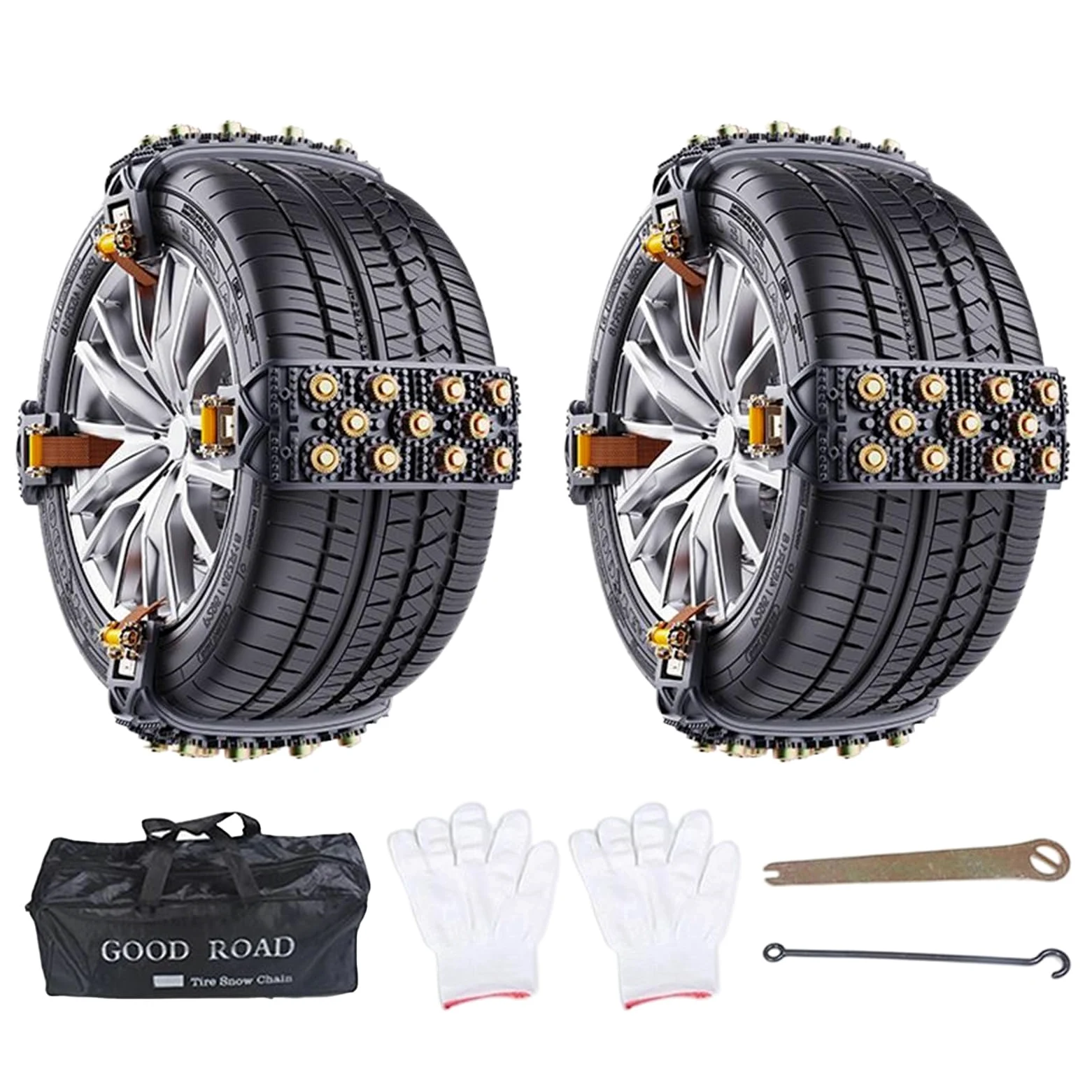 Cadenas de Nieve para Camiones Garras de Tracción Instalación 5 Segundos | Para Ruedas 165-265mm Cadenas Antideslizantes Camión Para Nieve Barro Hielo Viaje Cortacésped SUV Remolque Invierno