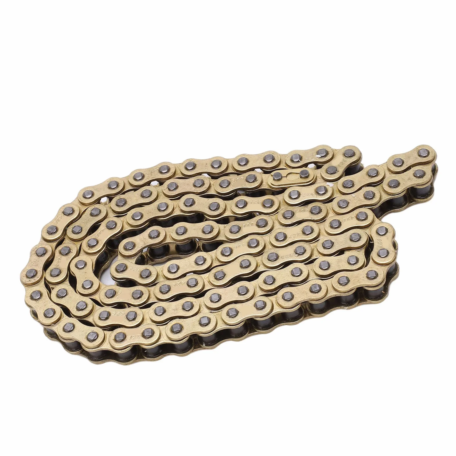 Buachois Cadena de Transmisión de Motocicleta 428, Cadena de Motocicleta de Acero Al Carbono Dorado de 104 Eslabones para Actualización de Reparación de Motocicleta ATV