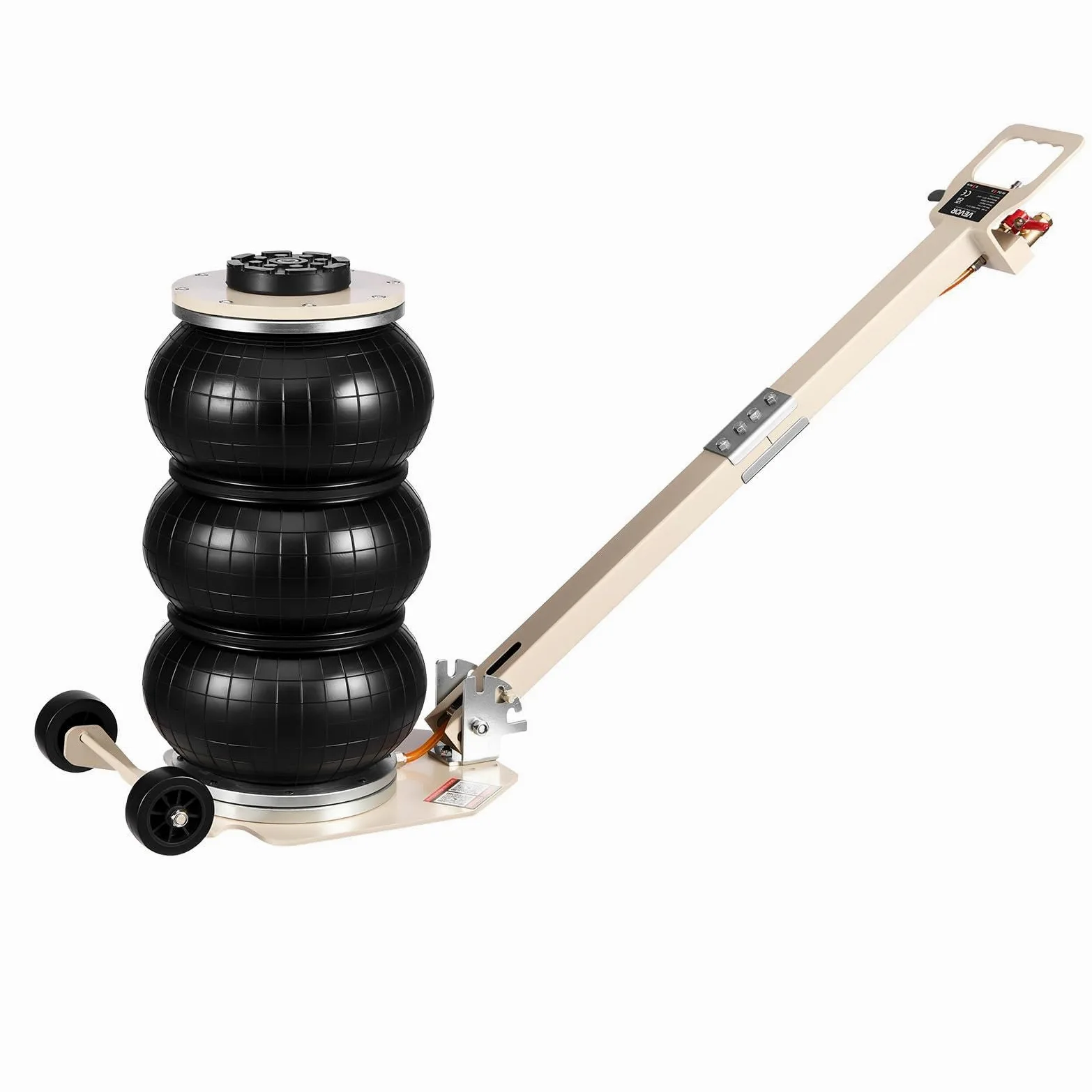 VEVOR Gato Neumático para Coches 3 T, con 6 Tubos de Acero y Manivela Ajustable, Altura de Elevación 140 a 450 mm, para Cambios de Neumáticos y Reparaciones de Vehículo, 1100 x 268 x 140–450 mm