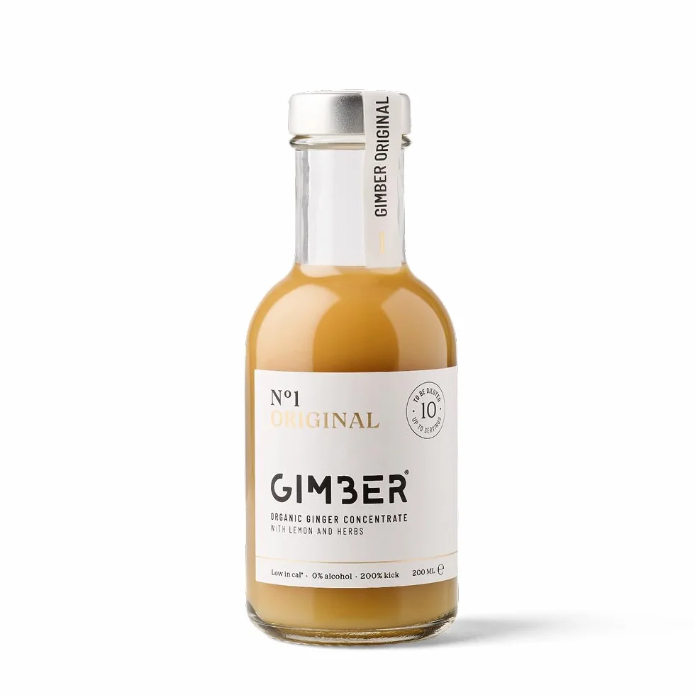 GIMBER Concentrado de jengibre orgánico 200 ml | Bebida sin alcohol de jengibre, limón y hierbas