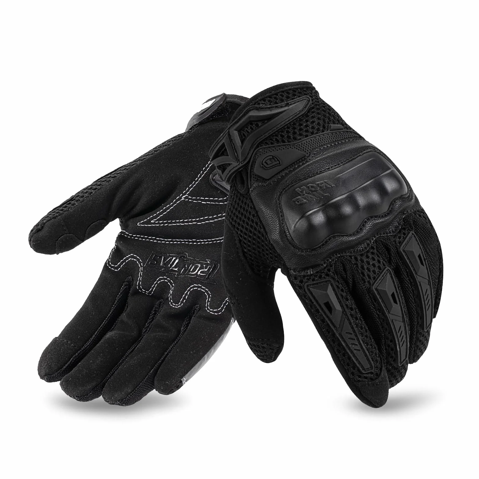 IRON JIA'S Guantes Moto para Hombre Verano, Pantalla táctil Transpirables y cómodos, Guantes de Moto de Verano, Adecuados para Montar en Moto, Scooter, Carreras Todoterreno Negro-XL