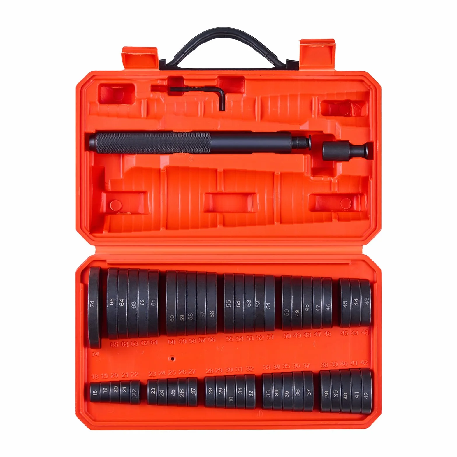 VEVOR Juego de Prensa de Cojinetes 52 uds, con 49 Bujes y Eje de Manija, para Extracción e Instalación, de Acero al Carbono con Estuche, para Mecánicos de Automóviles y Aficionados al Bricolaje
